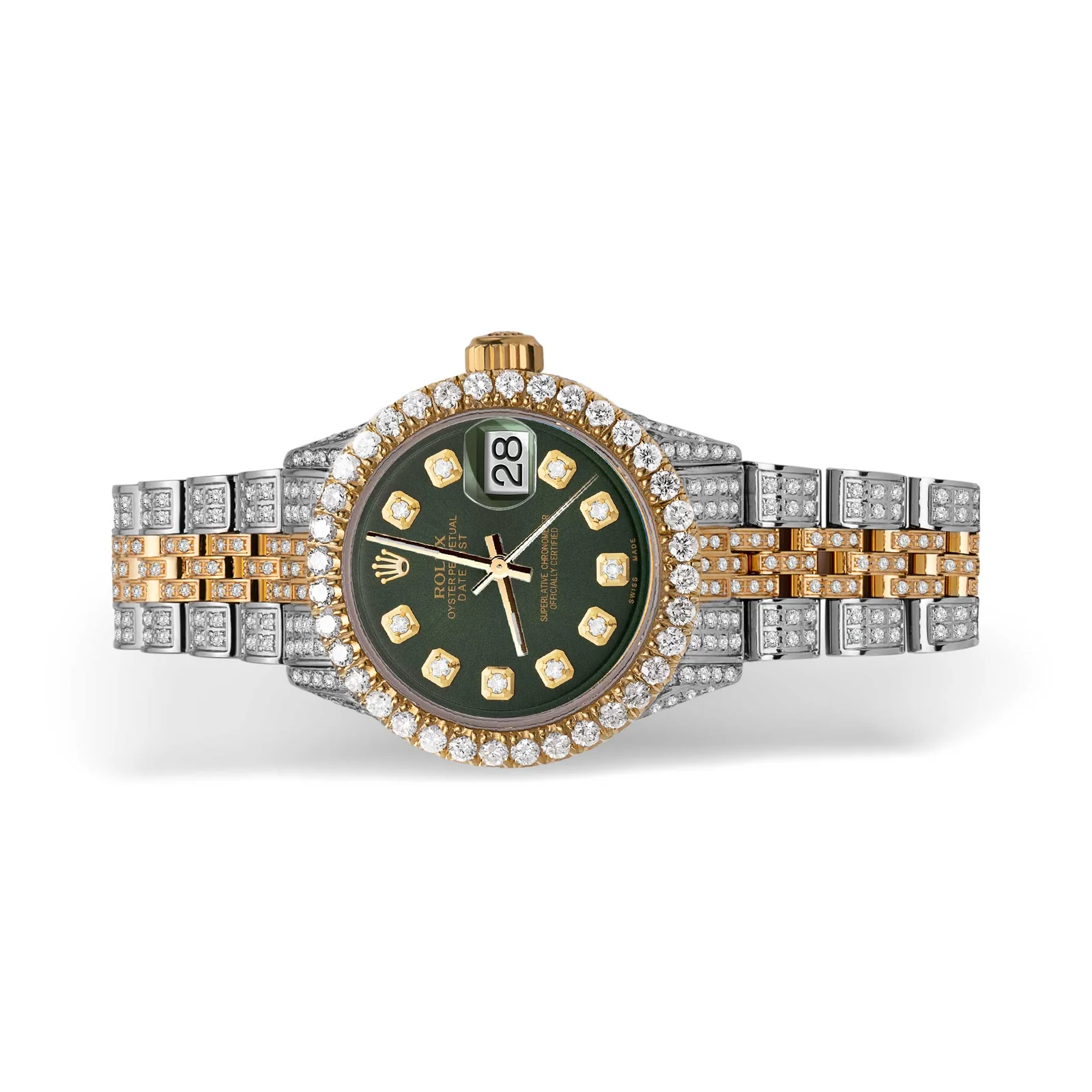 Rolex Datejust Diamond Bezel Watch 26mm Green Dial | 6.20ct - Image 3