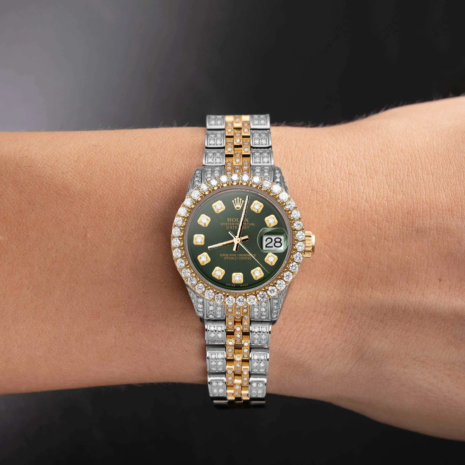 Rolex Datejust Diamond Bezel Watch 26mm Green Dial | 6.20ct - Image 5
