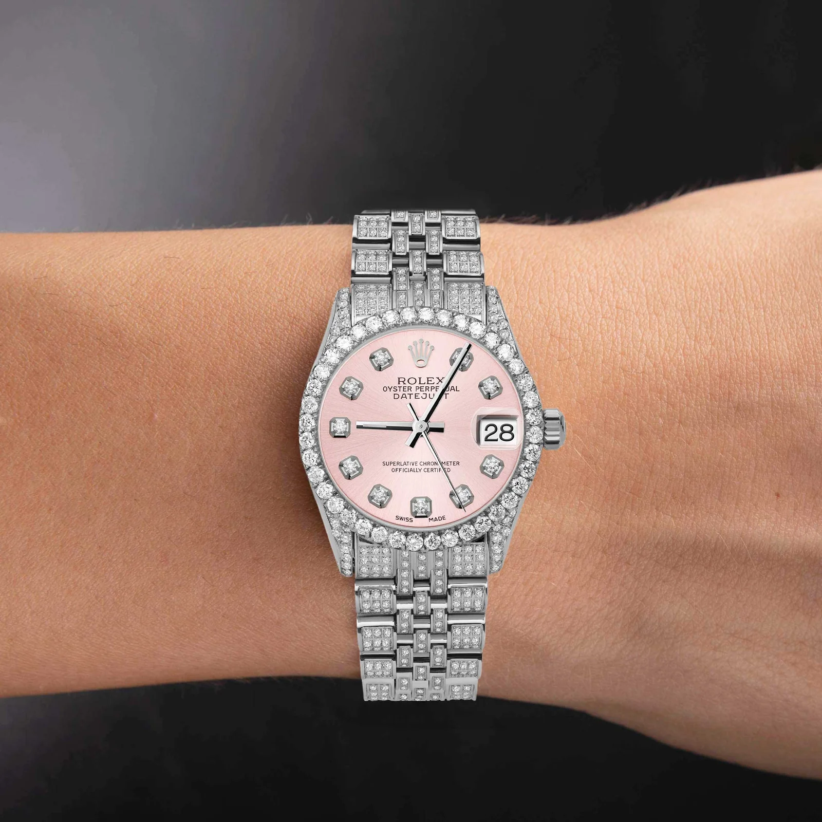 Rolex Datejust Diamond Bezel Watch 31mm Pink Dial | 6.75ct - Image 4