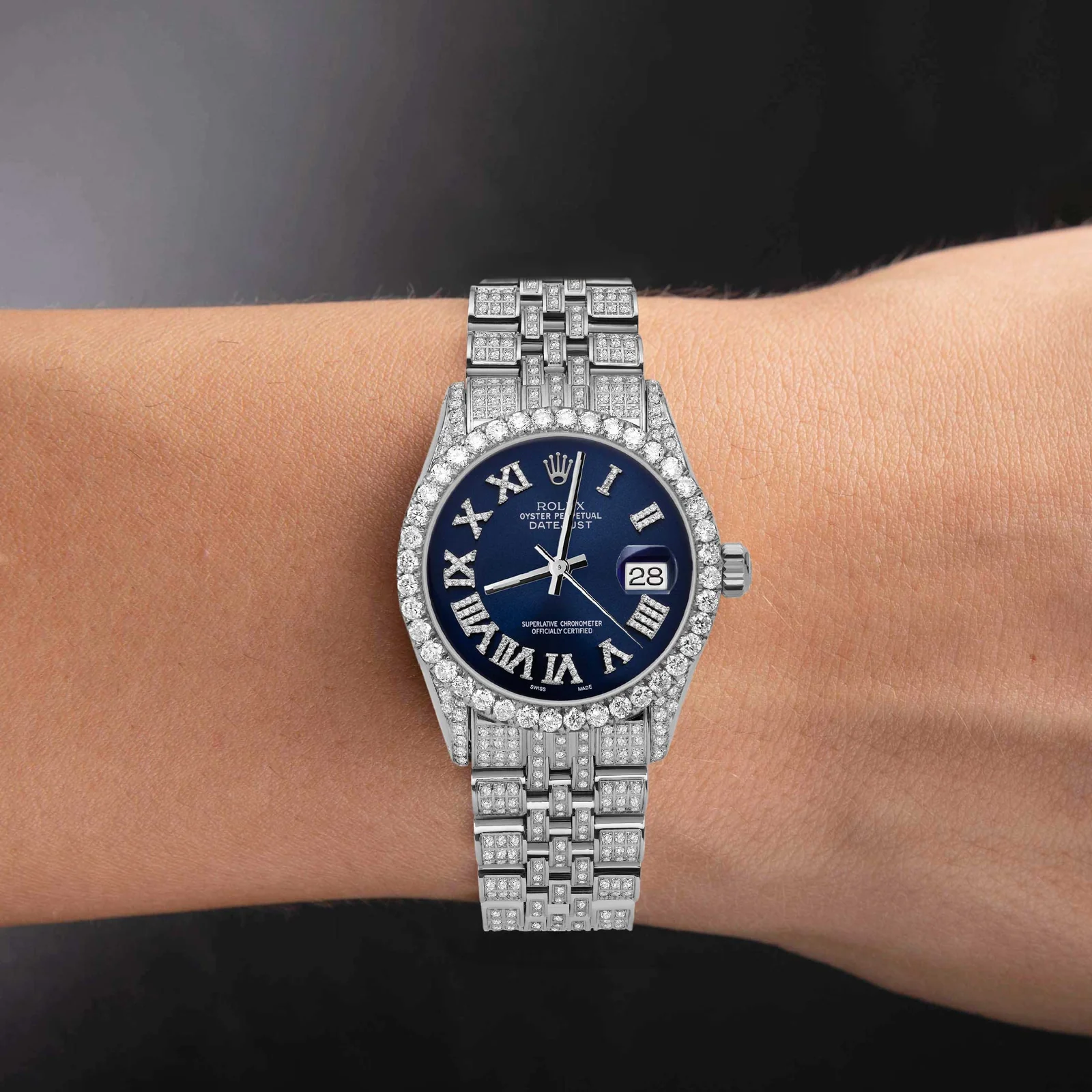 Rolex Datejust Diamond Bezel Watch 31mm Dark Blue Roman Dial | 6.80ct - Image 5