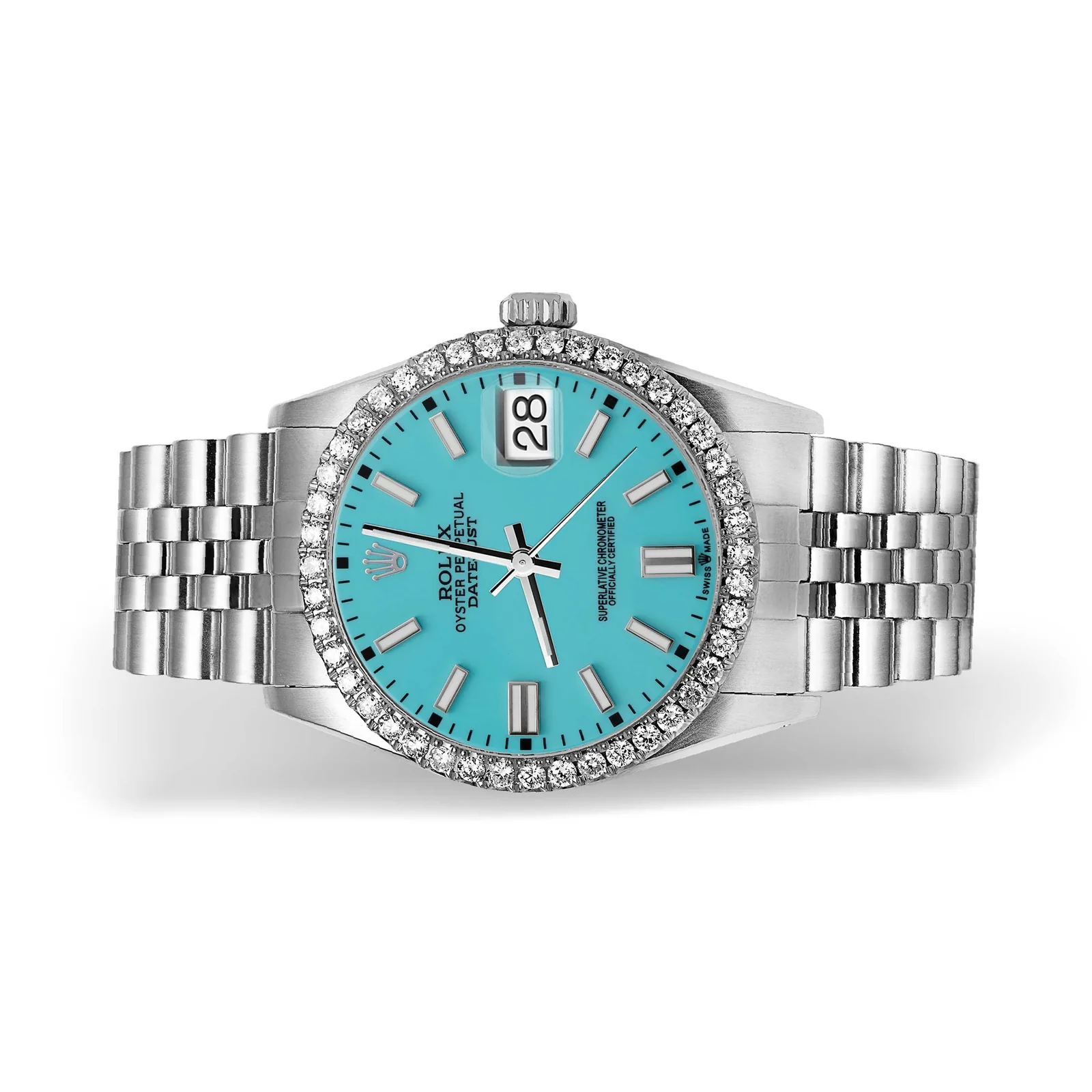 Rolex Datejust Diamond Bezel Watch 36mm Turquoise Dial | 1.15ct - Image 3