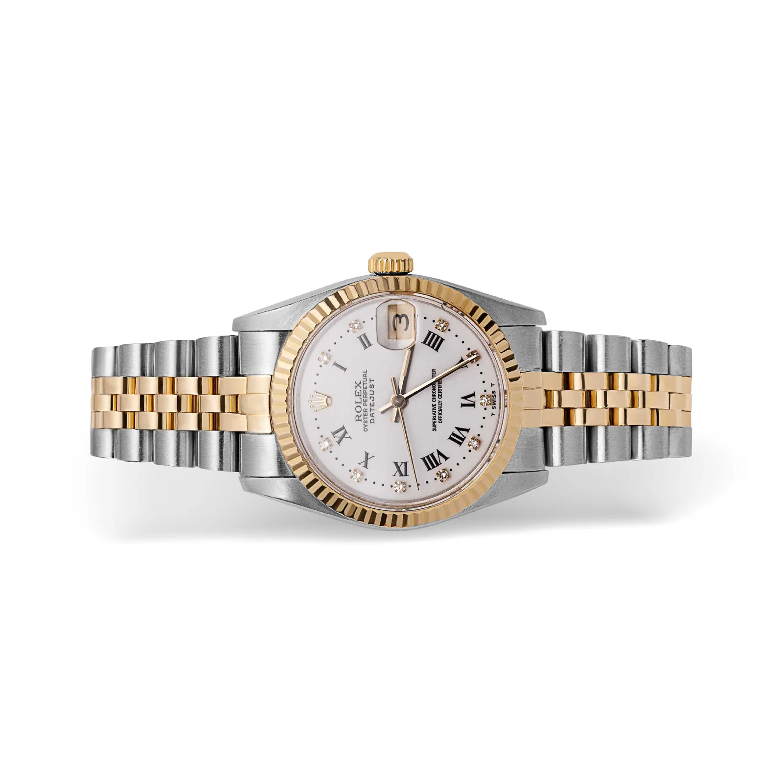 Rolex Datejust 68273 Fluted Bezel Watch 31mm White Diamond Dial - Image 3