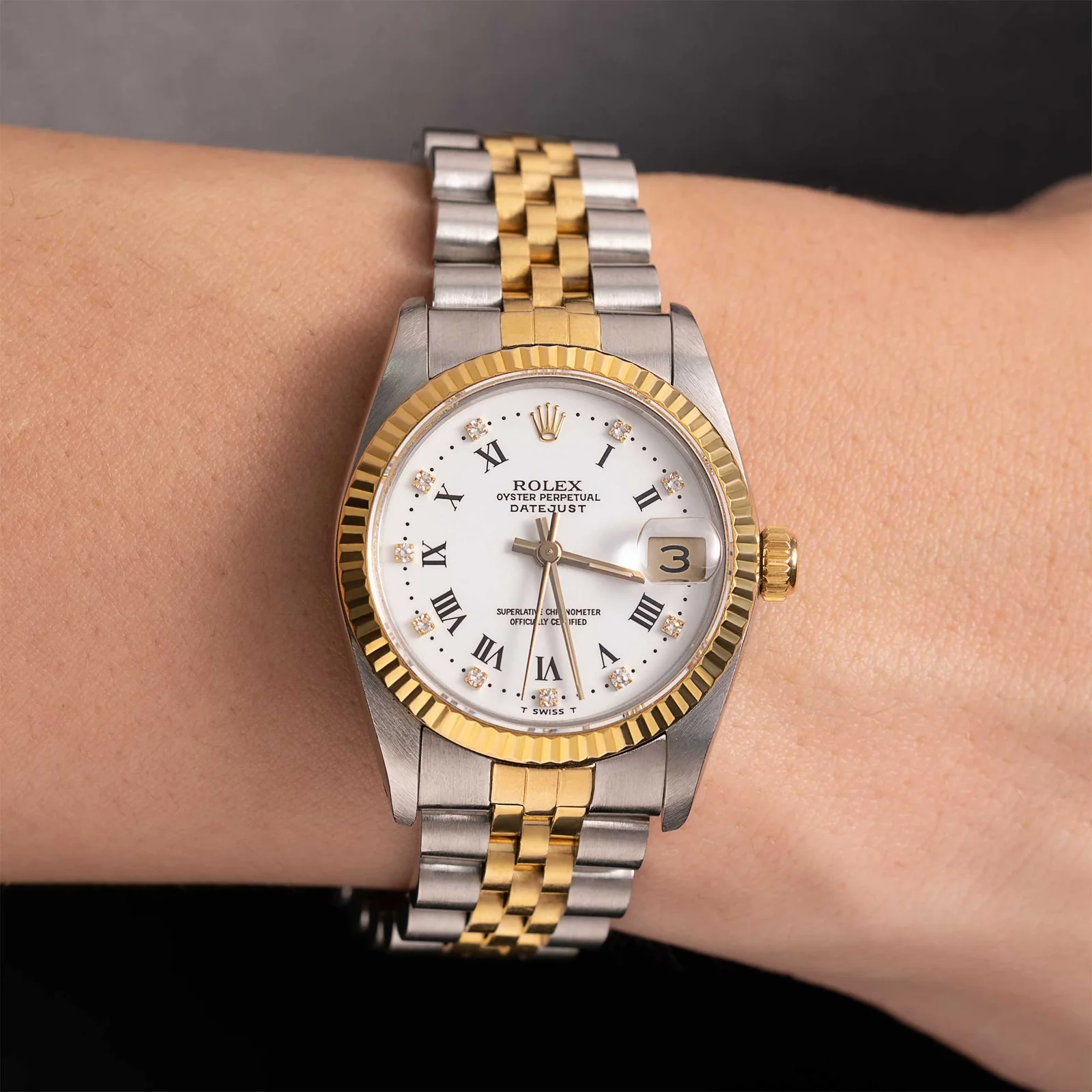 Rolex Datejust 68273 Fluted Bezel Watch 31mm White Diamond Dial - Image 5