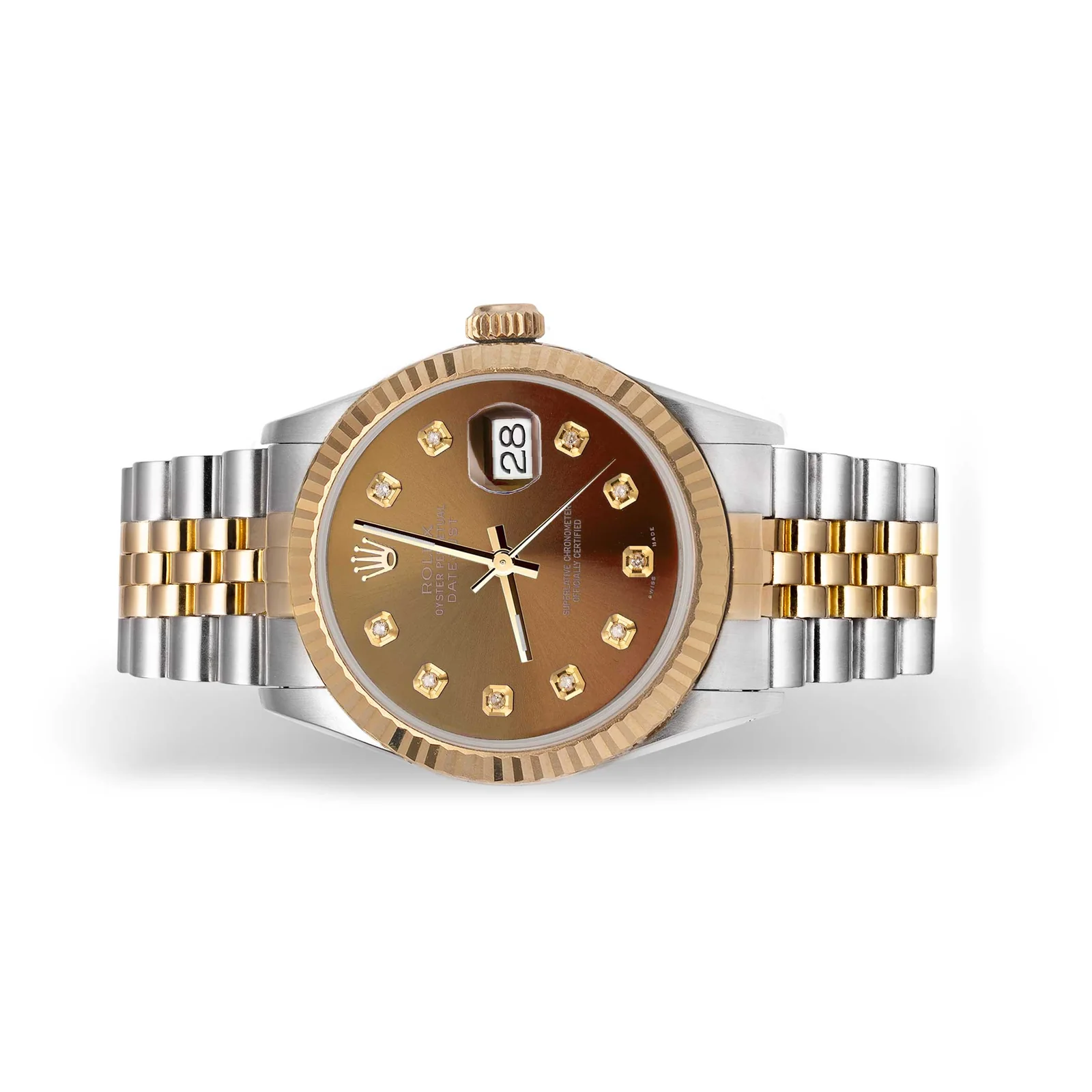 Rolex Datejust 16013 Fluted Bezel Watch 36mm Chocolate Brown Diamond Dial - Image 4