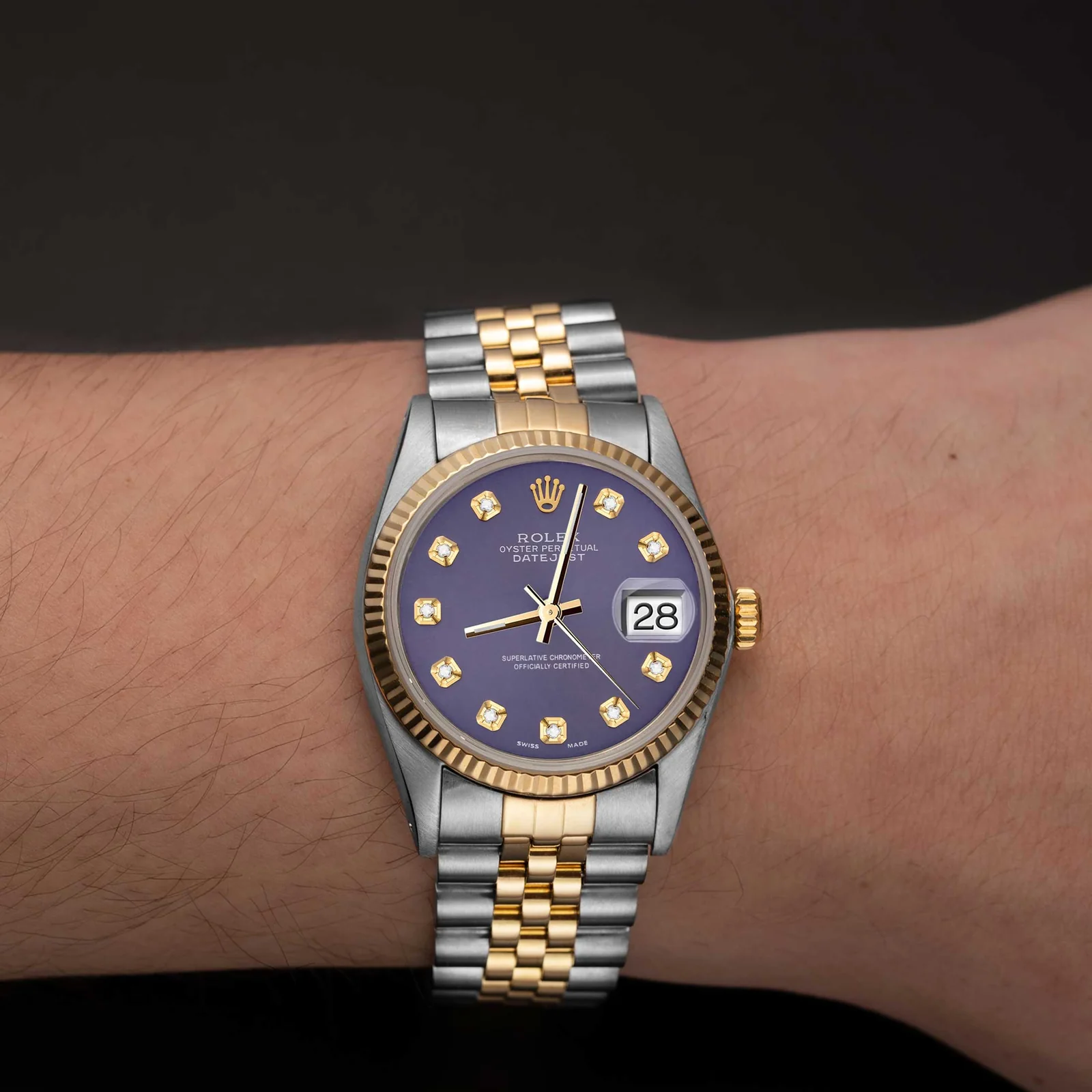 Rolex Datejust 16013 Fluted Bezel Watch 36mm Blue Diamond Dial - Image 2