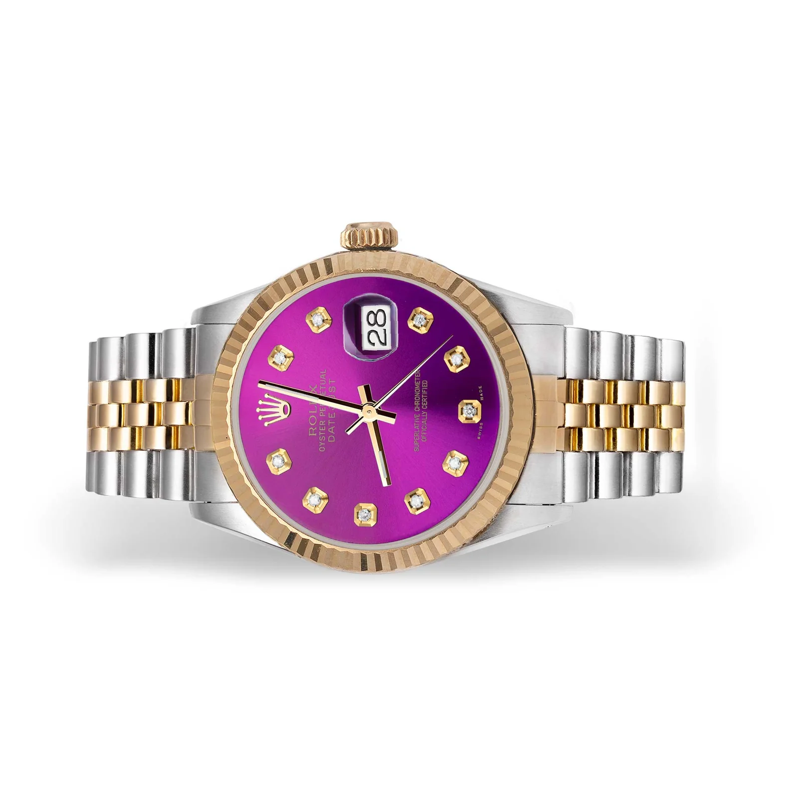 Rolex Datejust 16013 Fluted Bezel Watch 36mm Purple Diamond Dial - Image 4