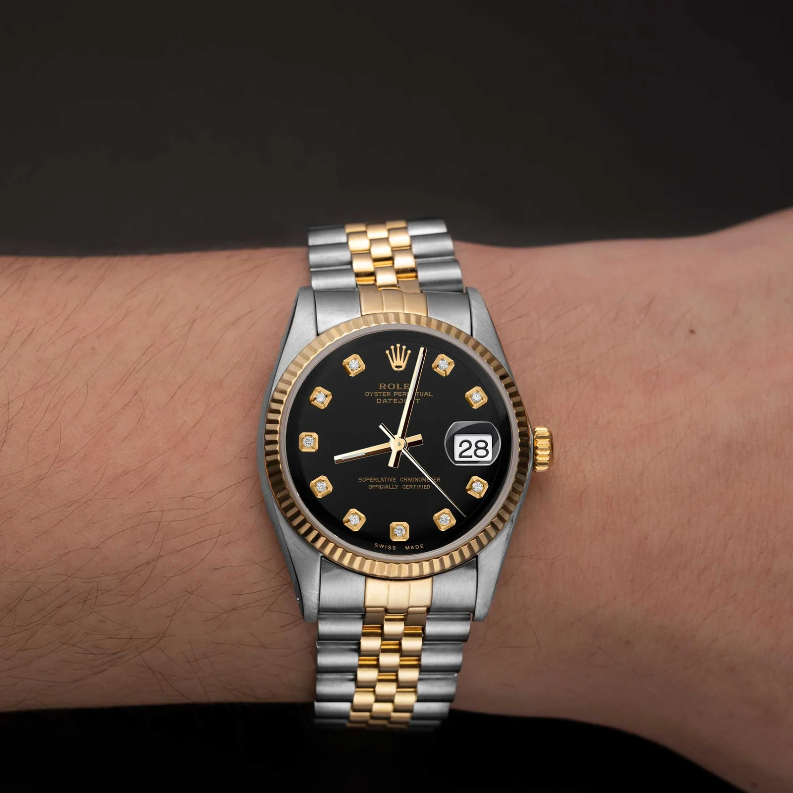 Rolex Datejust 16013 Fluted Bezel Watch 36mm Black Diamond Dial - Image 2