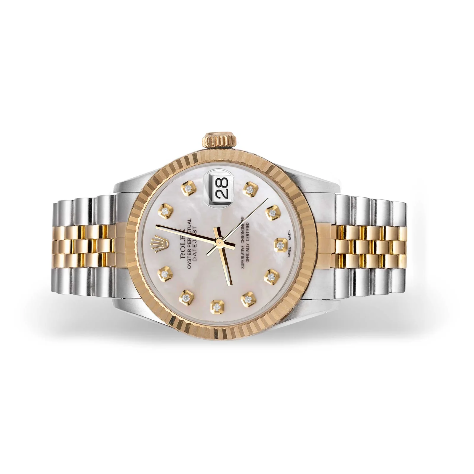 Rolex Datejust 16013 Fluted Bezel Watch 36mm Mother of Pearl Diamond Dial - Image 4