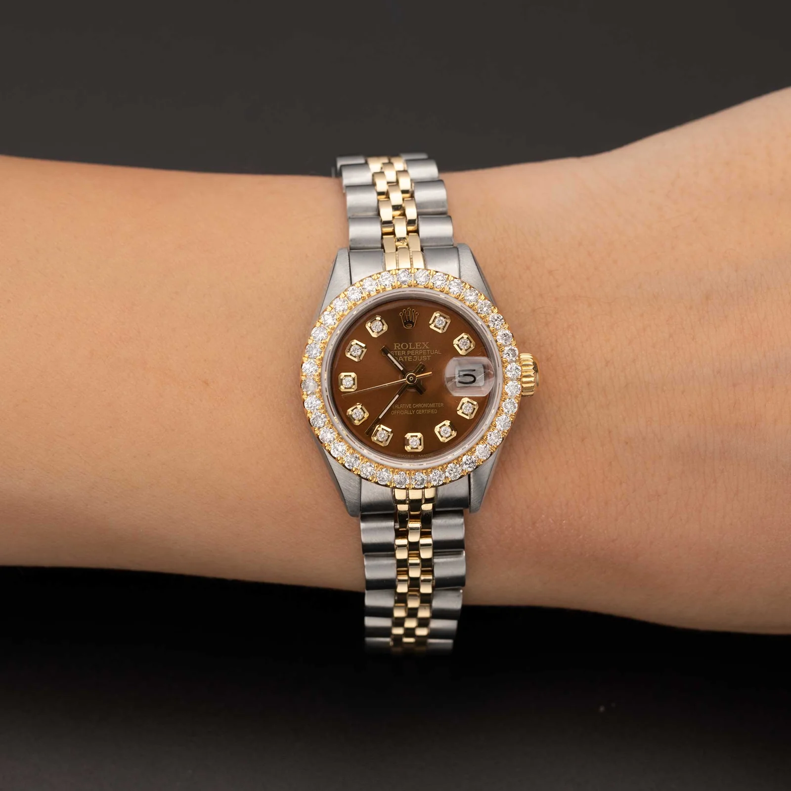 Rolex Datejust Diamond Bezel Watch 26mm Chocolate Brown Dial | 1.25ct - Image 2