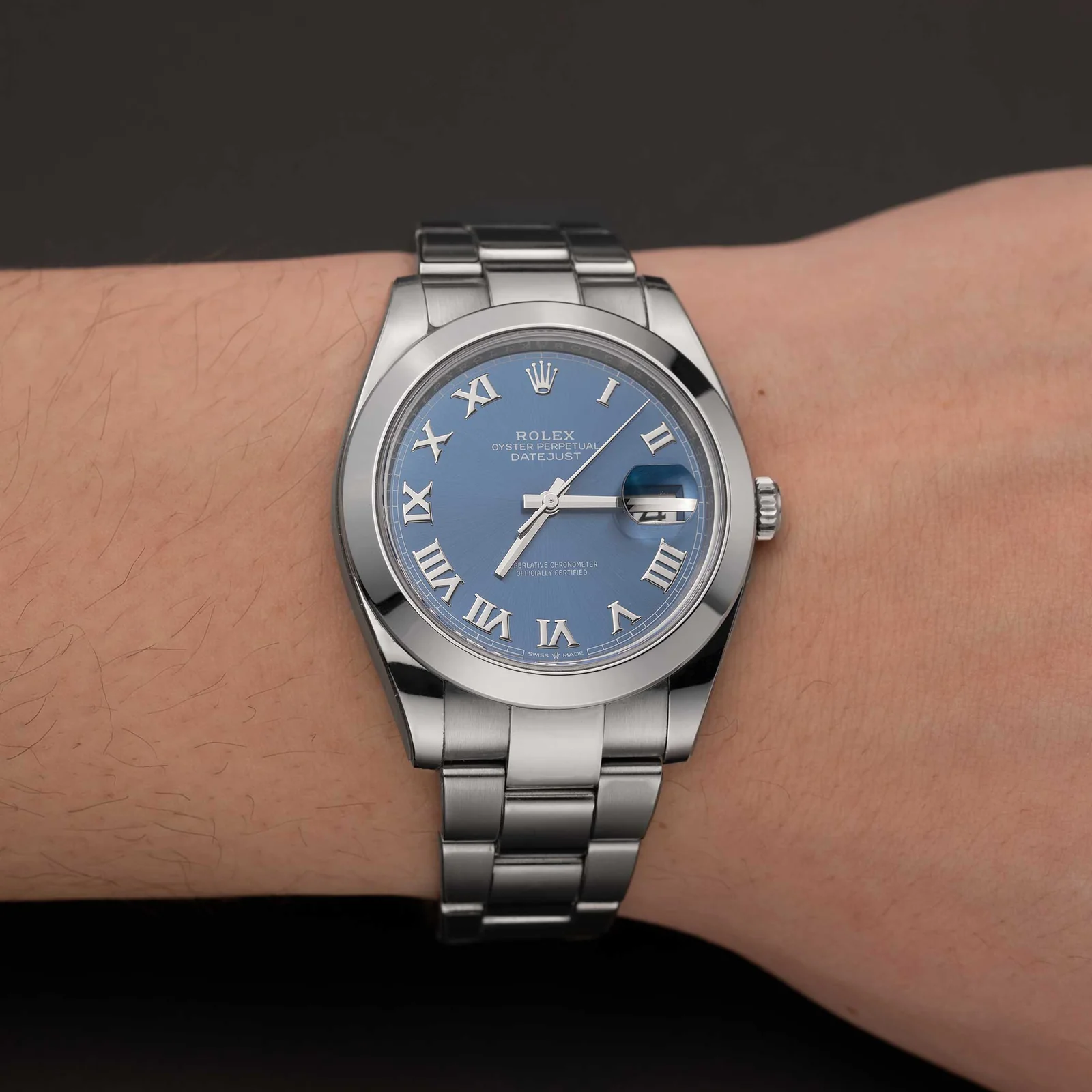 Rolex Datejust 126300 Smooth Bezel Watch 41mm Blue Roman Dial - Image 2