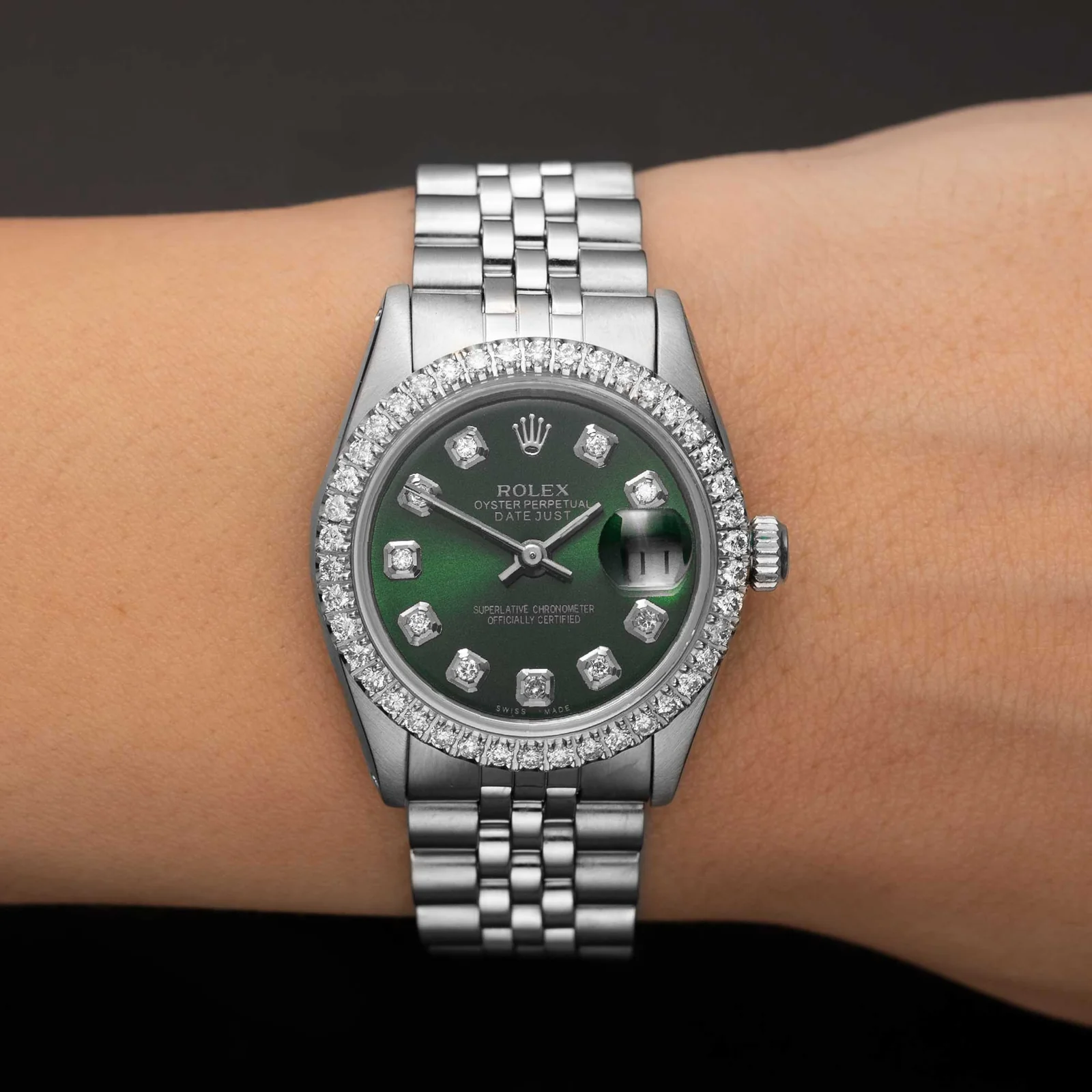 Rolex Datejust Diamond Bezel Watch 31mm Green Dial | 1.30ct - Image 2