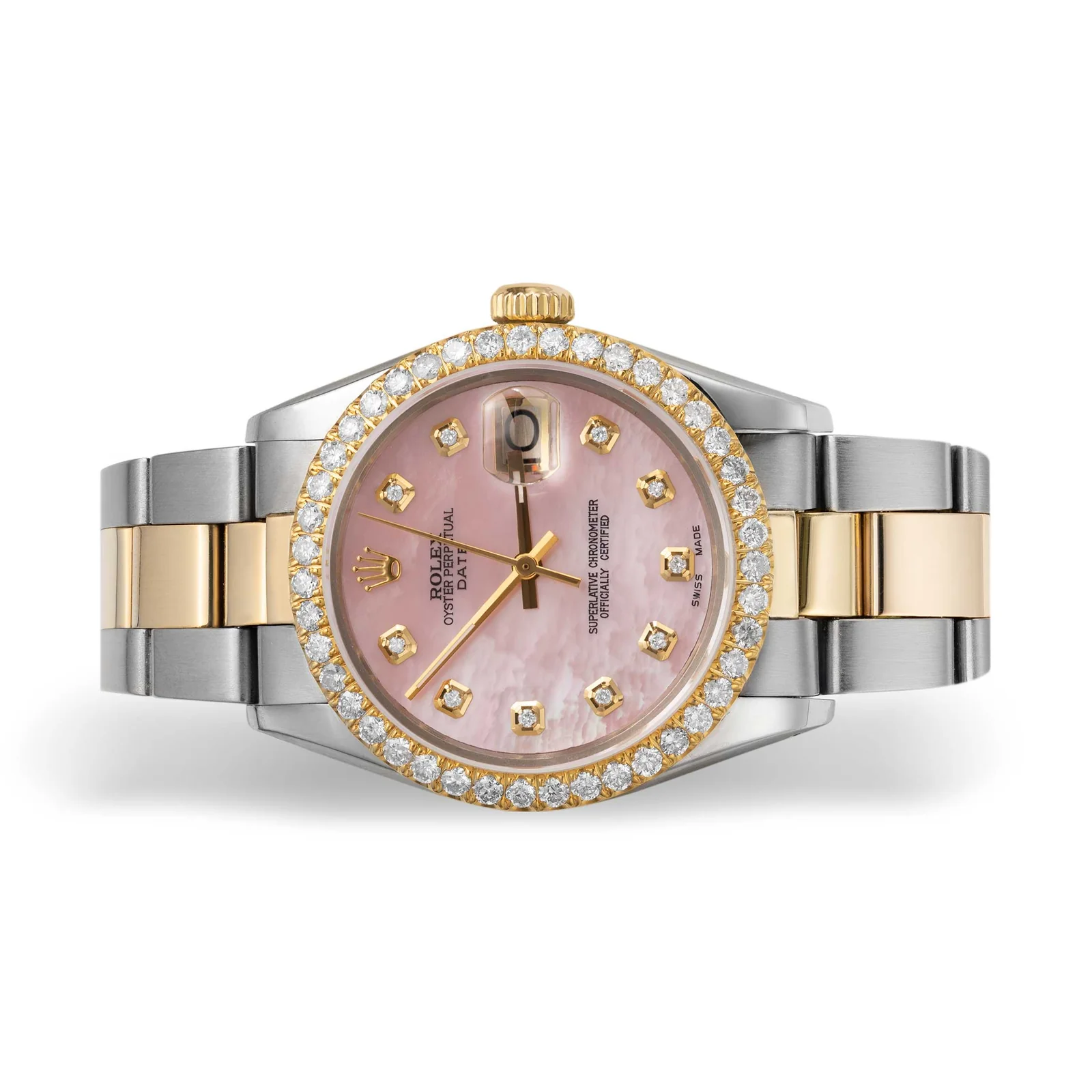 Rolex Datejust Diamond Bezel Watch 34mm Pink Mother of Pearl Dial | 2.30ct - Image 2