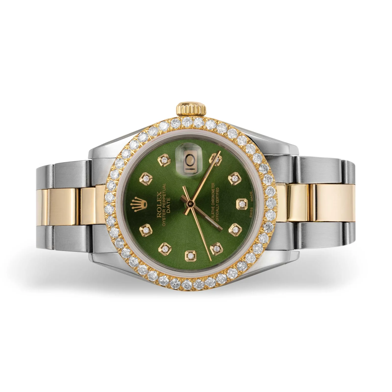 Rolex Datejust Diamond Bezel Watch 34mm Green Dial | 2.30ct - Image 2
