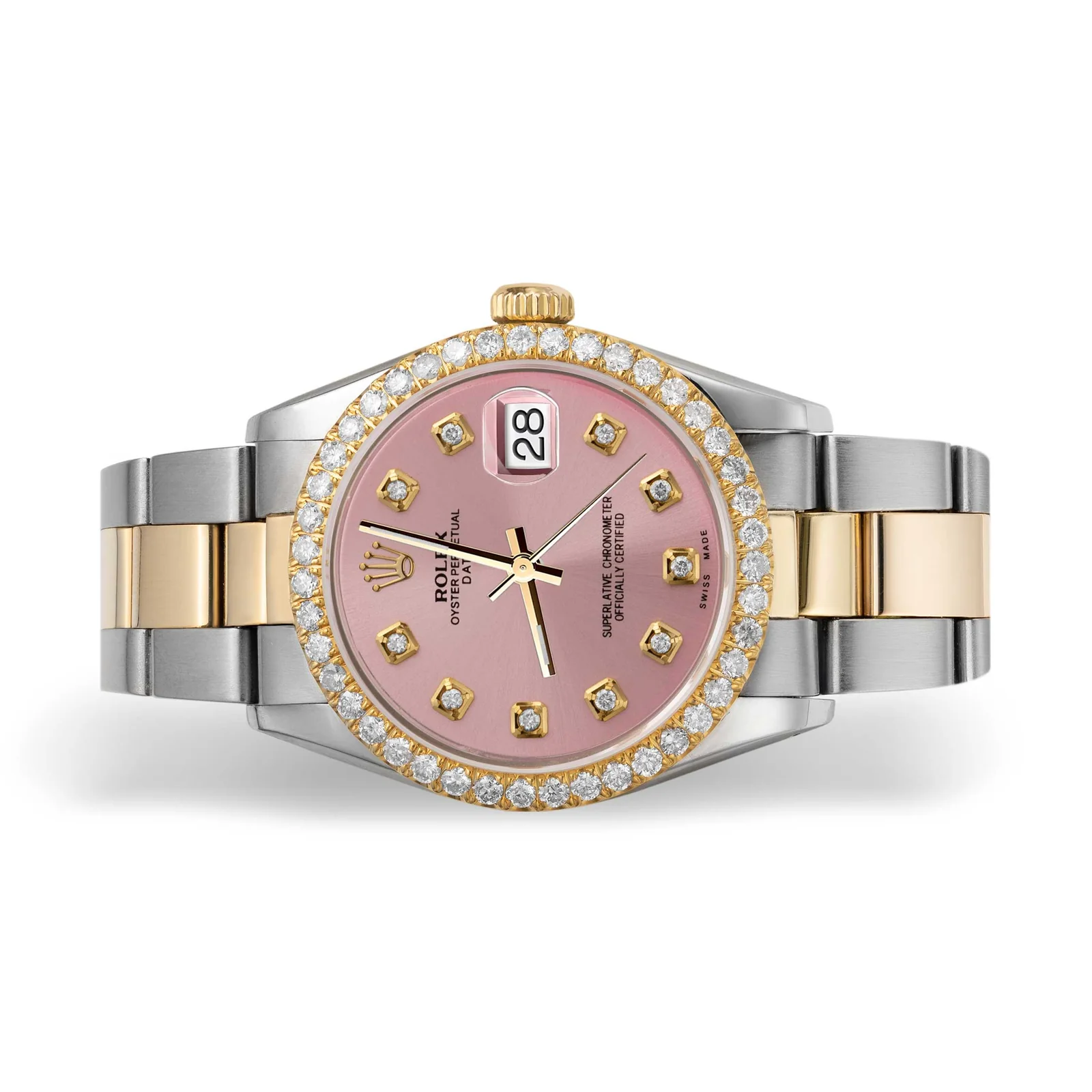 Rolex Datejust Diamond Bezel Watch 34mm Pink Dial | 2.30ct - Image 2