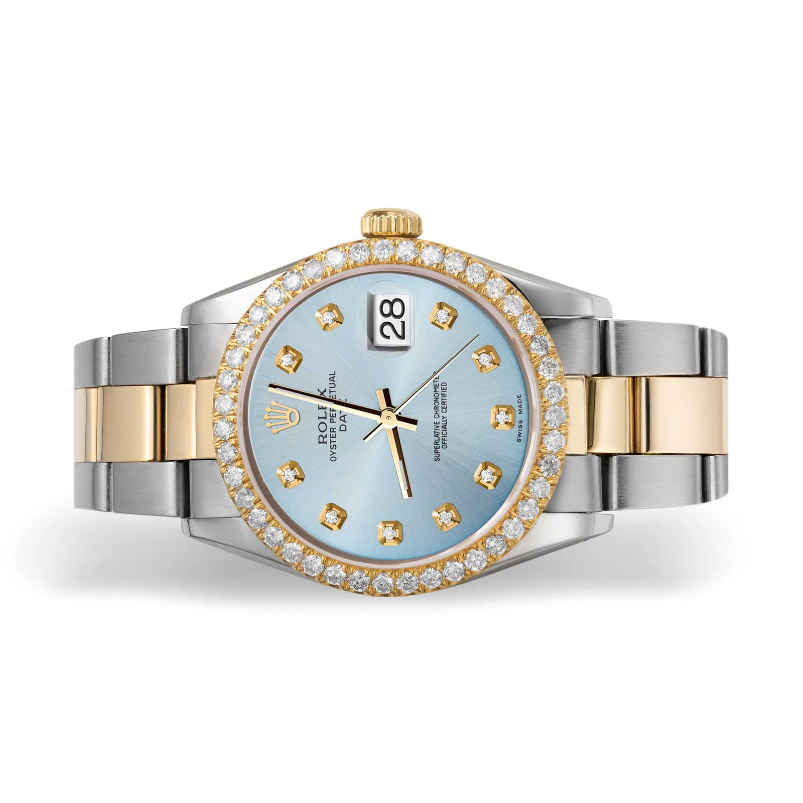 Rolex Datejust Diamond Bezel Watch 34mm Ice Blue Dial | 2.30ct - Image 3