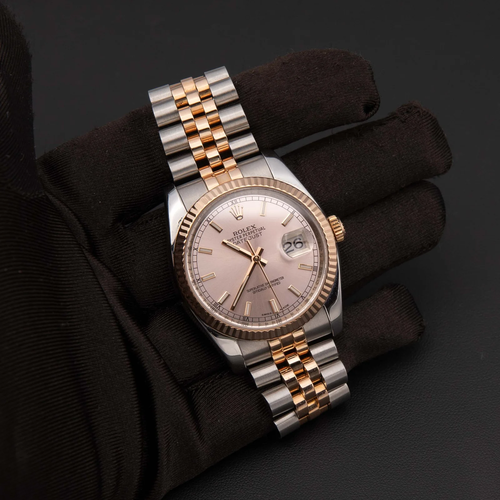 Rolex Datejust 116231 Fluted Bezel Watch 36mm Pink Salmon Dial - Image 2