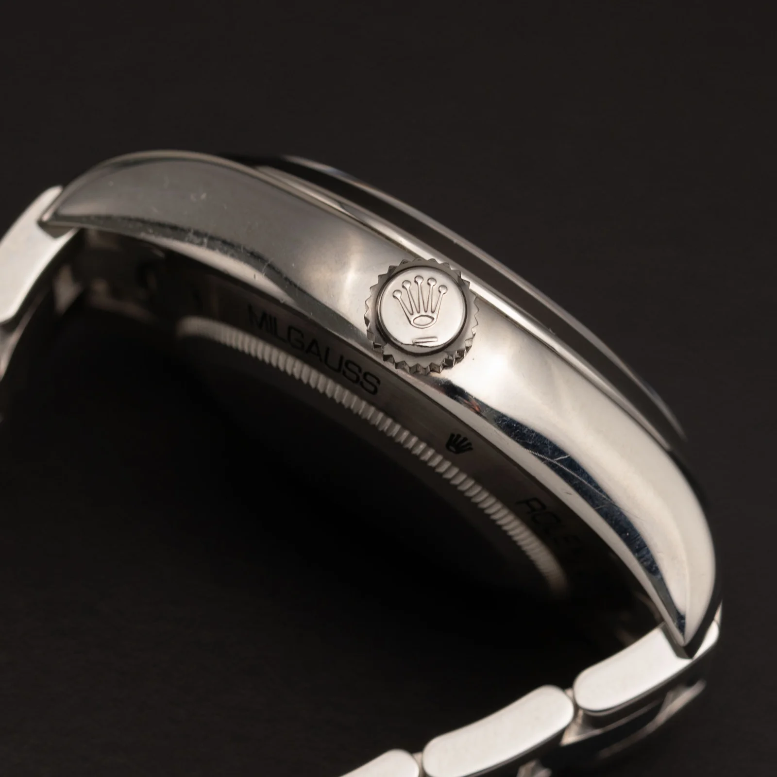 Rolex Milgauss 116400 Smooth Bezel Watch 40mm Index Black Baton Dial - Image 3