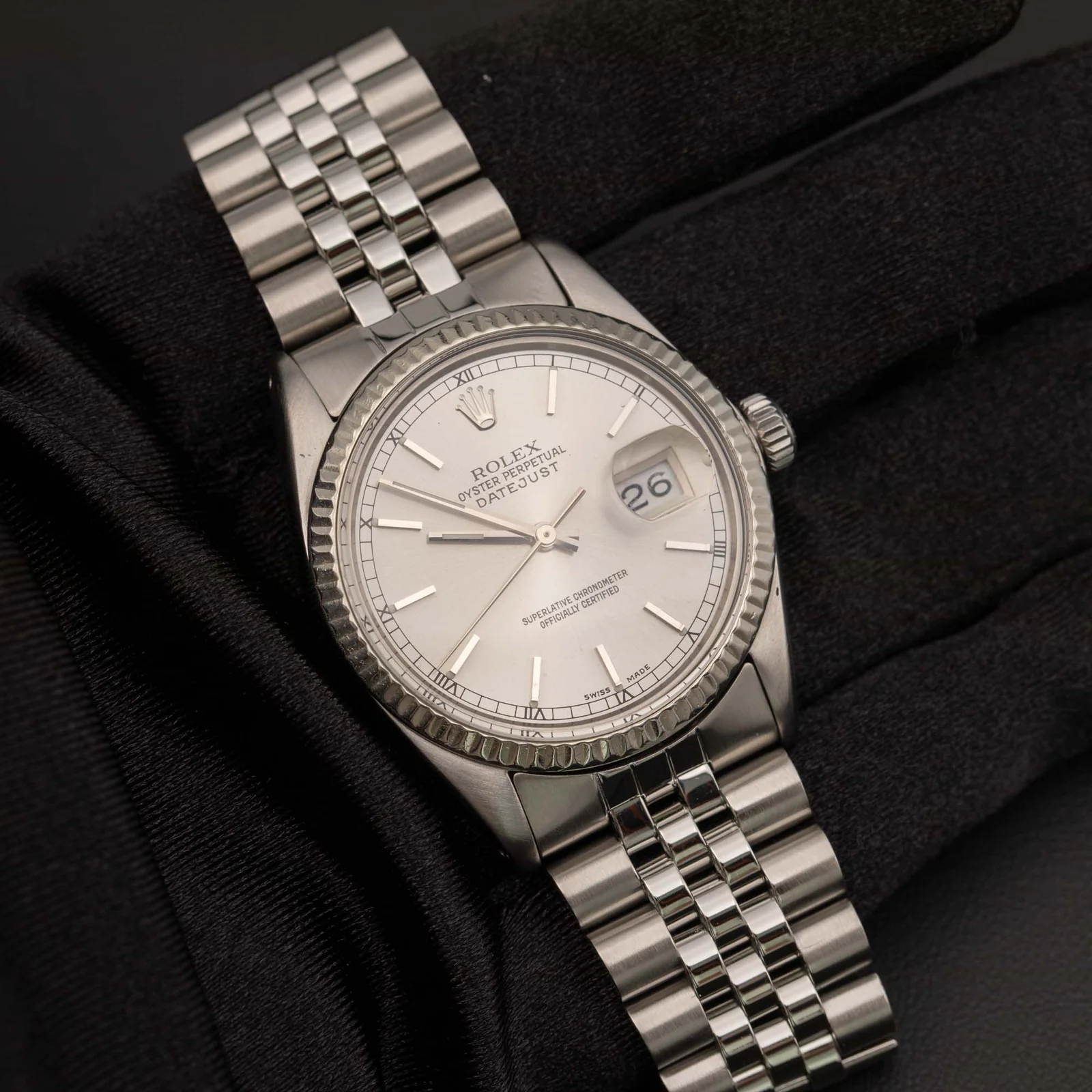 Rolex Datejust 16014 Fluted Bezel Watch 36mm Silver Index Roman Dial - Image 2