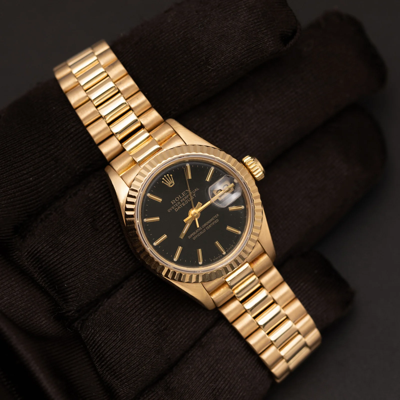 Presidential Rolex Datejust 69178 Fluted Bezel Watch 26mm Black Index Dial - Image 2