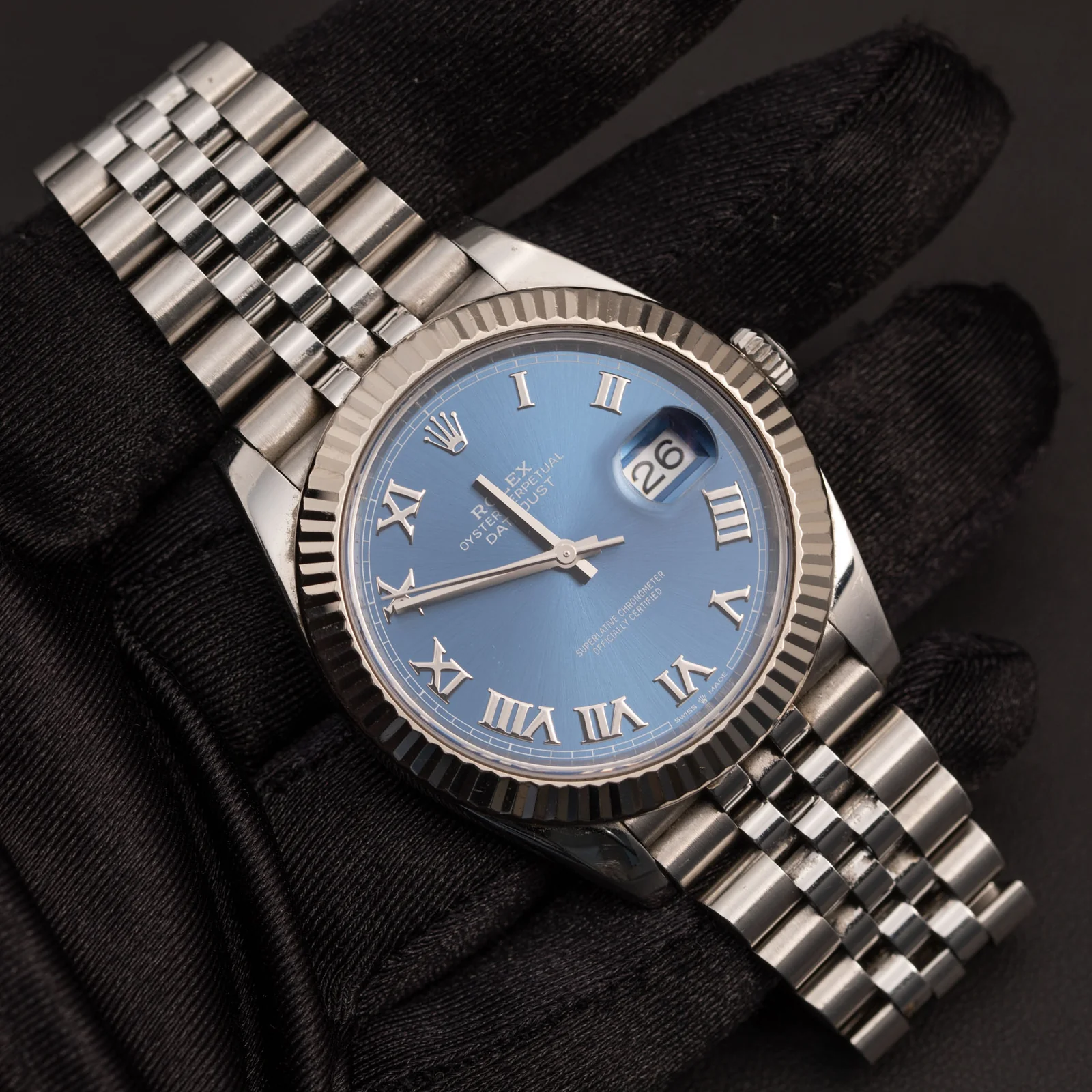Rolex Datejust 126334 Fluted Bezel Watch 41mm Azzurro Roman Dial - Image 2