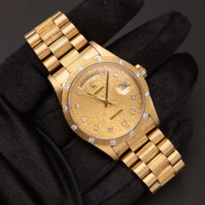 Presidential Rolex Day-Date 18308 Watch Bark 36mm Factory Diamond Dial 18K Yellow Gold