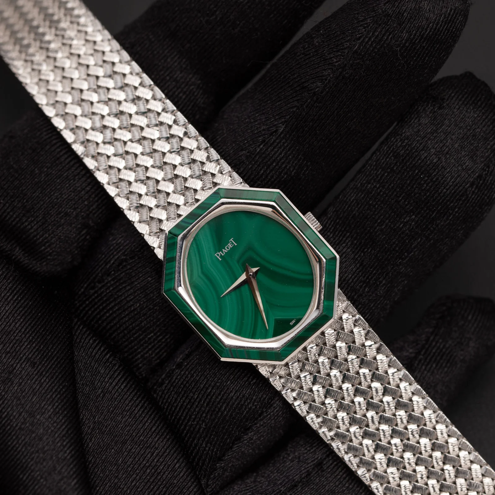 Piaget Vintage 9341 P5 18K White Gold Watch Malachite Dial - Image 2