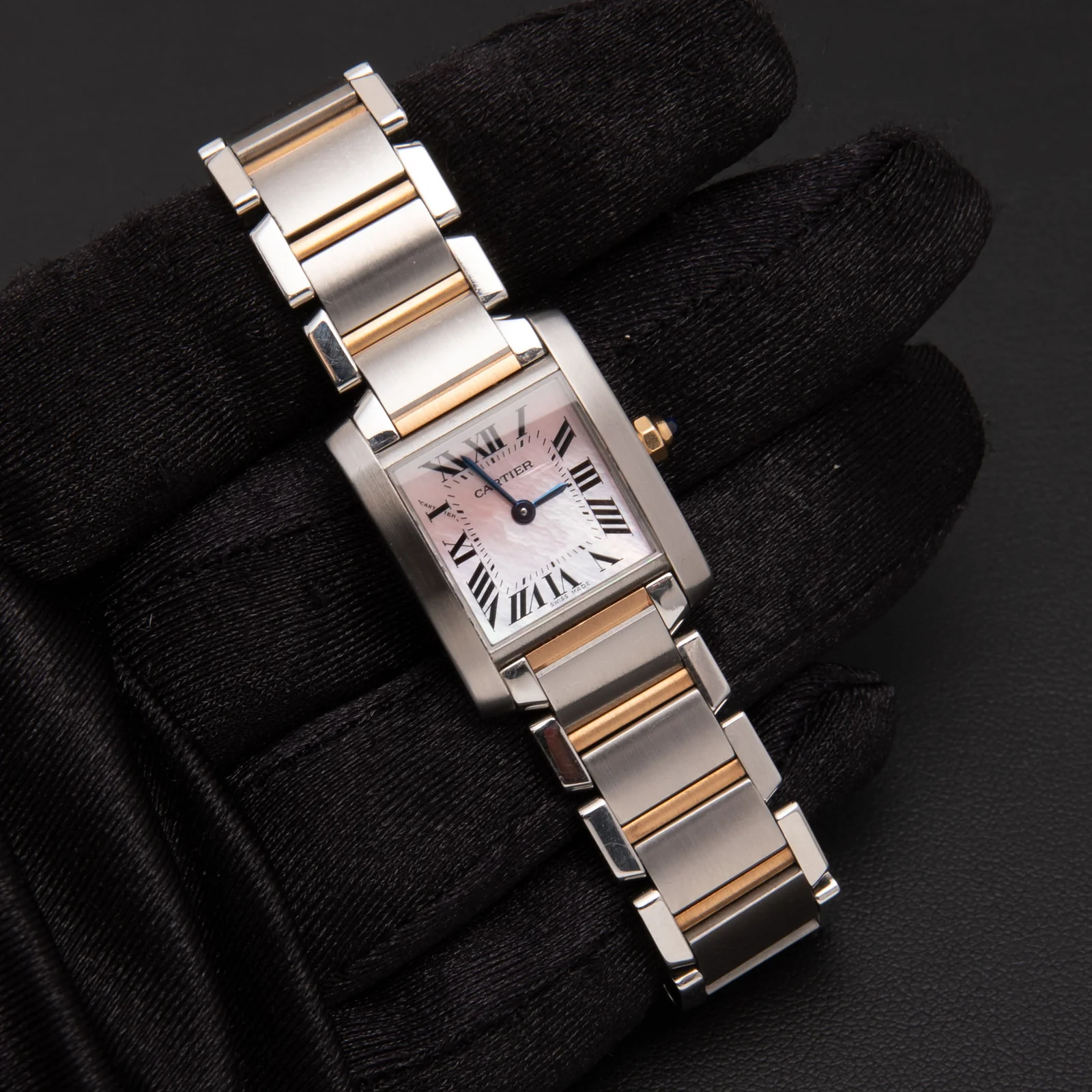 Cartier Tank Française 20mm Mother of Pearl Watch 18K Gold & Steel W51027Q4 - Image 2