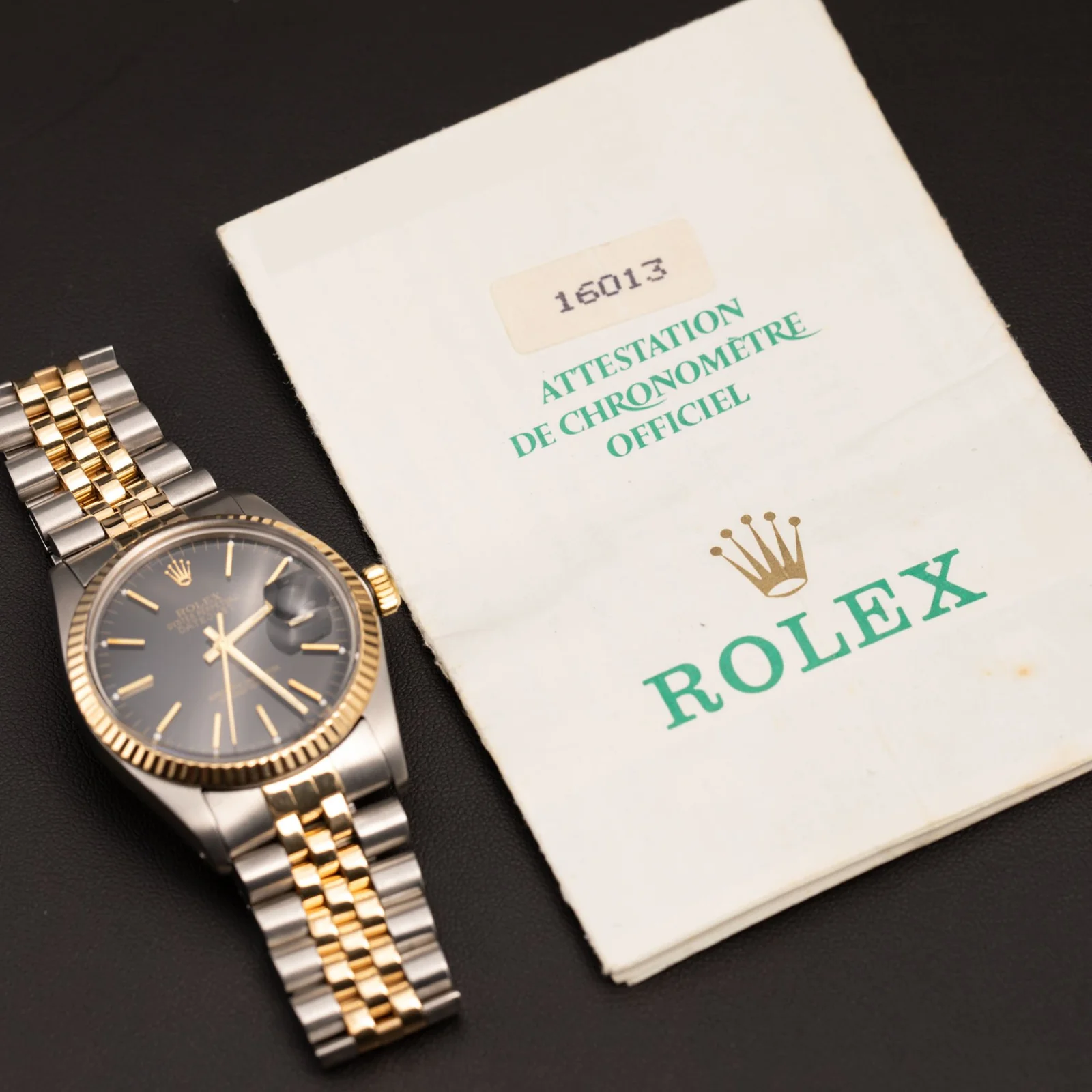 Rolex Datejust 16013 Fluted Bezel Watch 36mm Black Index Dial - Image 6
