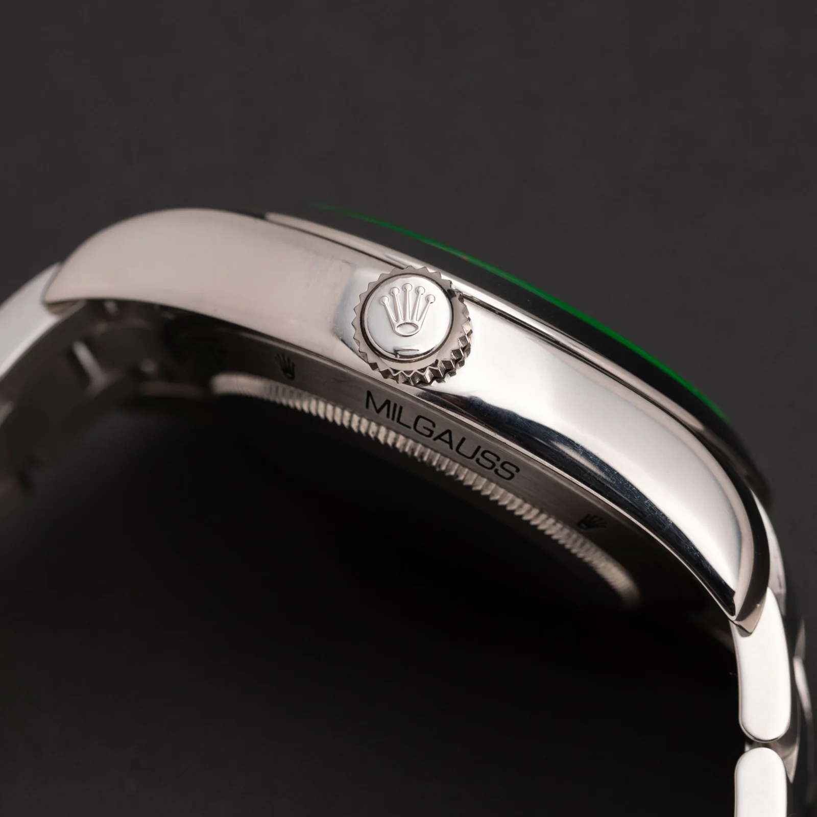 Rolex Milgauss 116400GV Green Crystal 40mm Watch Black Index Dial - Image 3