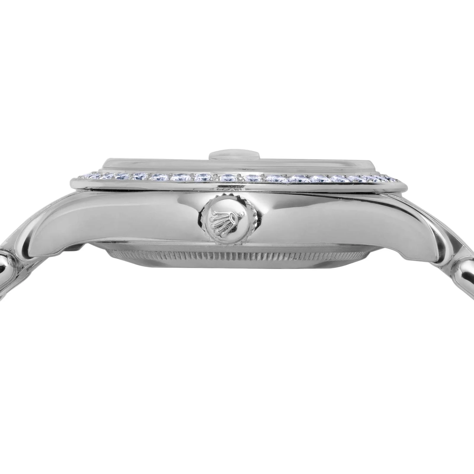 Rolex Platinum Day-Date 18946 Watch 39mm Diamond Bezel Black Mother of Pearl Serti Dial - Image 6