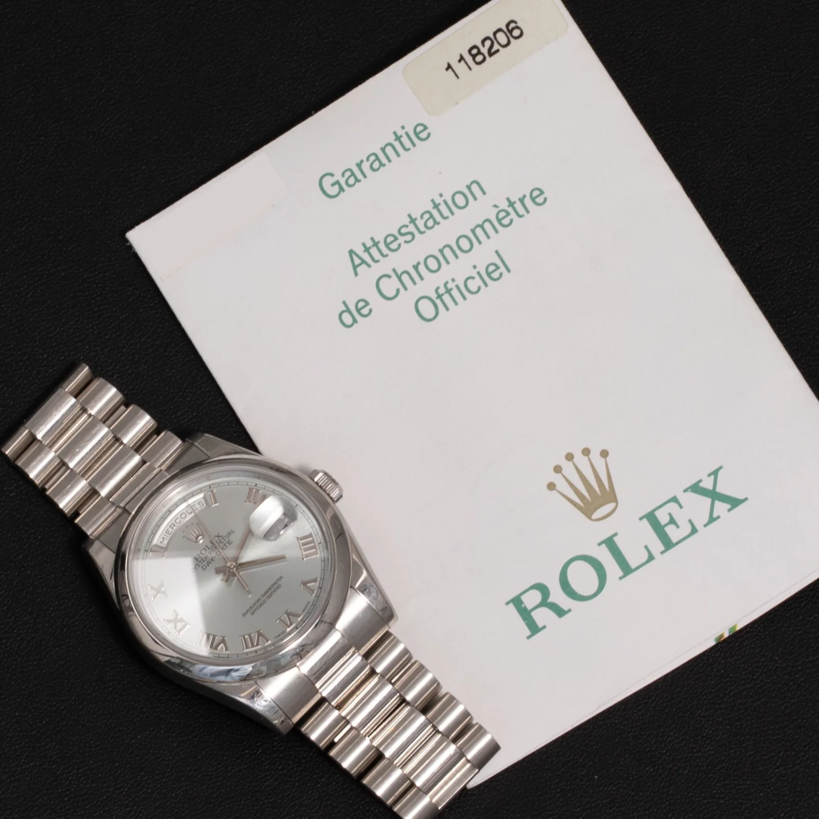 Presidential Rolex Day-Date 118206 Platinum Watch 36mm Ice Blue Dial - Image 6