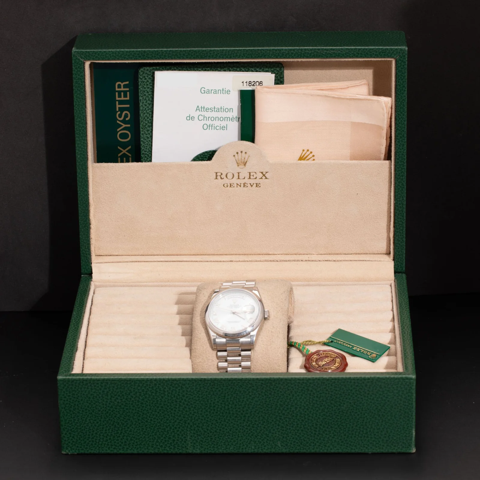 Presidential Rolex Day-Date 118206 Platinum Watch 36mm Ice Blue Dial - Image 7