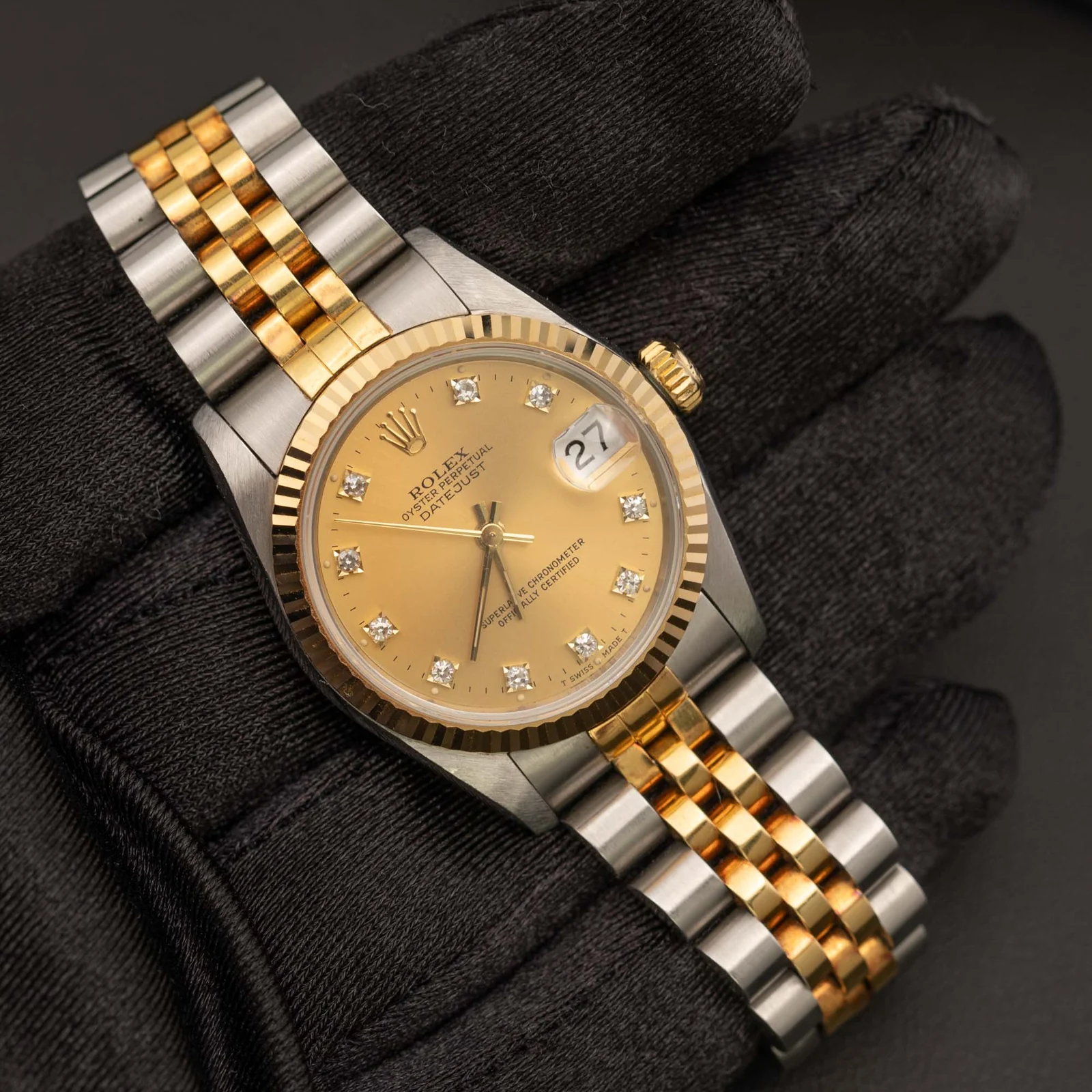 Rolex Datejust 68273 Fluted Bezel Watch 31mm Diamond Champagne Dial - Image 2