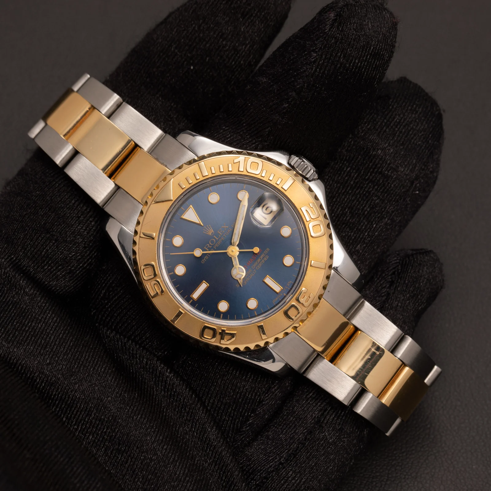 Rolex Yacht-Master 68623 35mm 18K Gold Timing Bezel Oyster Watch Blue Dial - Image 2