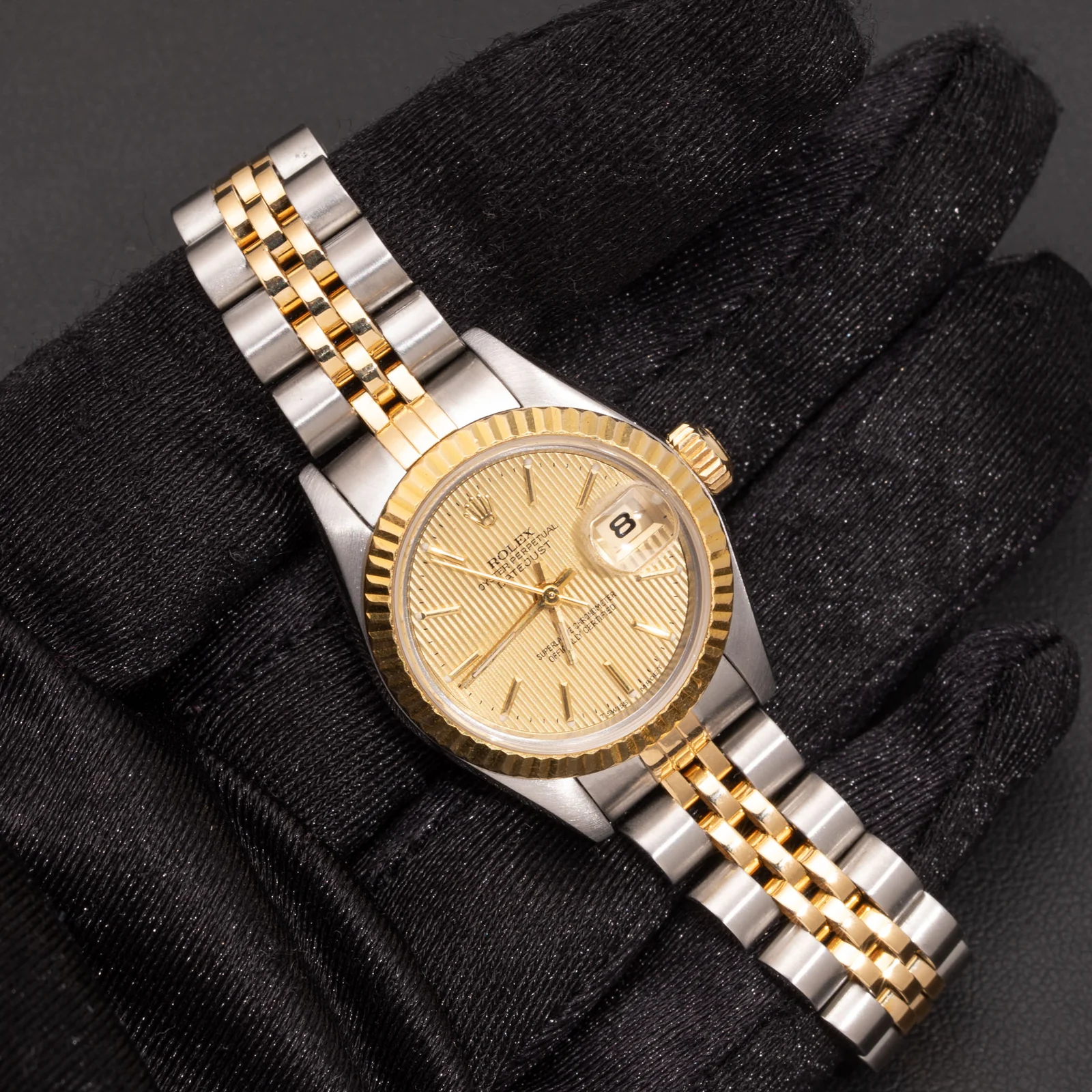 Rolex Datejust 79173 Fluted Bezel Watch 26mm Champagne Tapestry Dial - Image 2