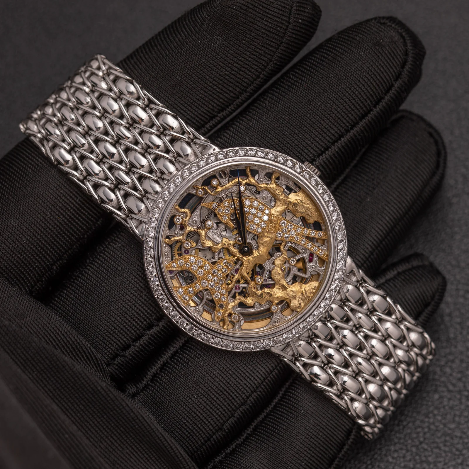 Audemars Piguet Vintage 33mm Skeletonized Diamond Birds Watch 18K White Gold - Image 2