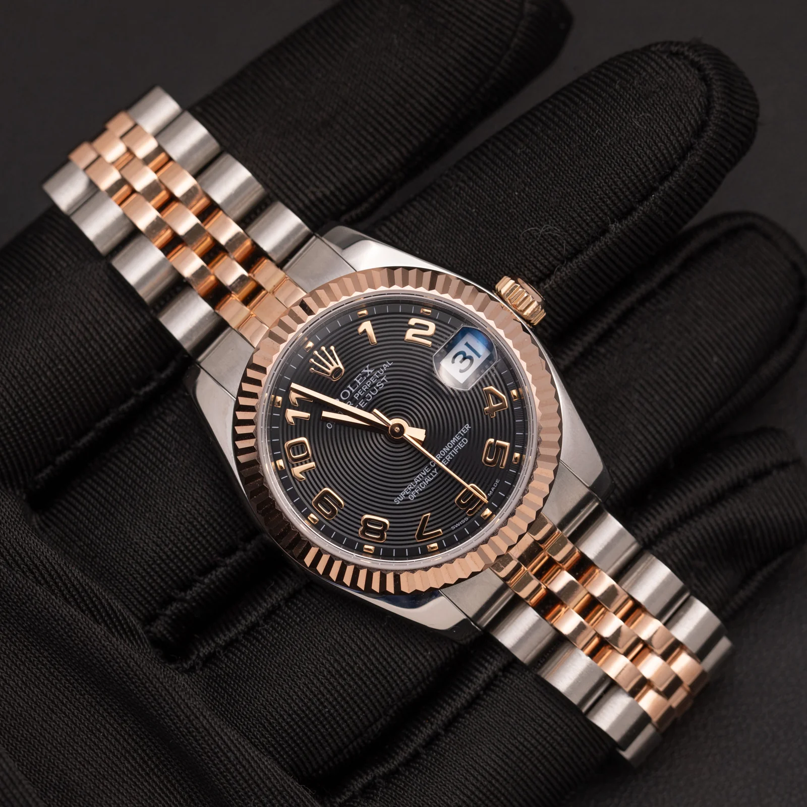 Rolex Datejust 31mm 178271 Black Concentric Arabic Dial Jubilee Steel & Rose Gold Watch - Image 2