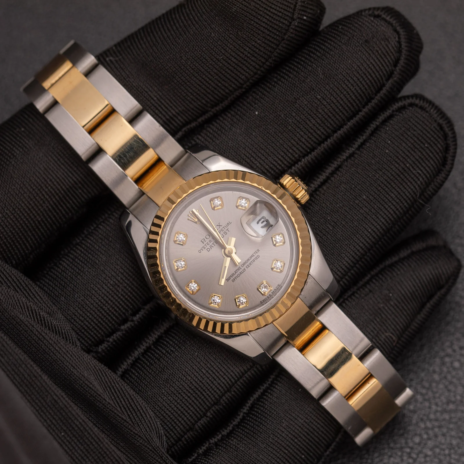 Rolex Datejust 179173 Fluted Bezel Watch 26mm Silver Diamond Dial - Image 2