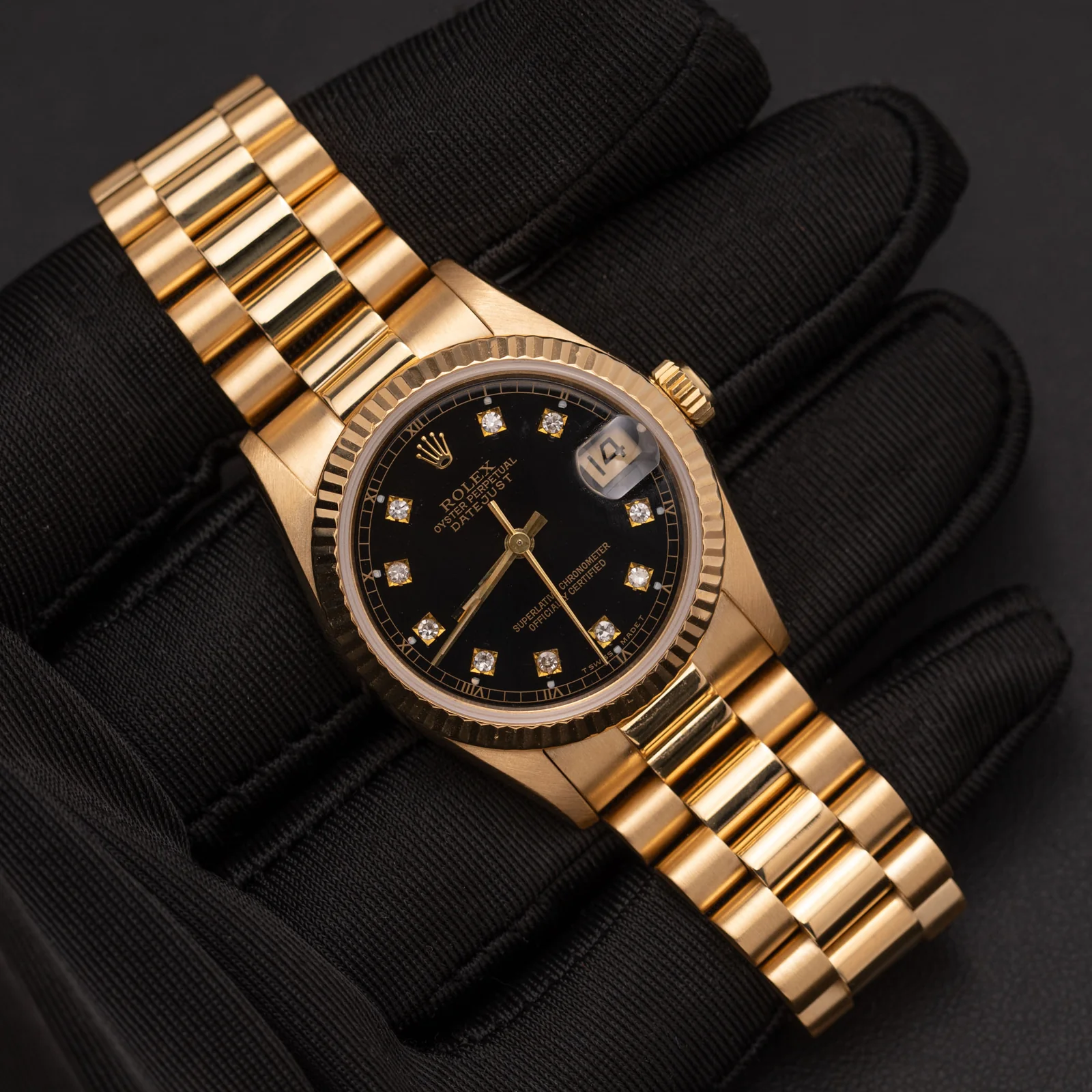 Presidential Rolex Datejust 68278 Fluted Bezel Watch 31mm Black Diamond Dial - Image 2