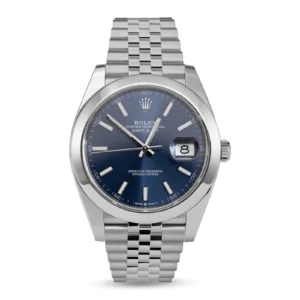 Rolex Datejust 126300 Smooth Bezel Watch 41mm Blue Index Dial