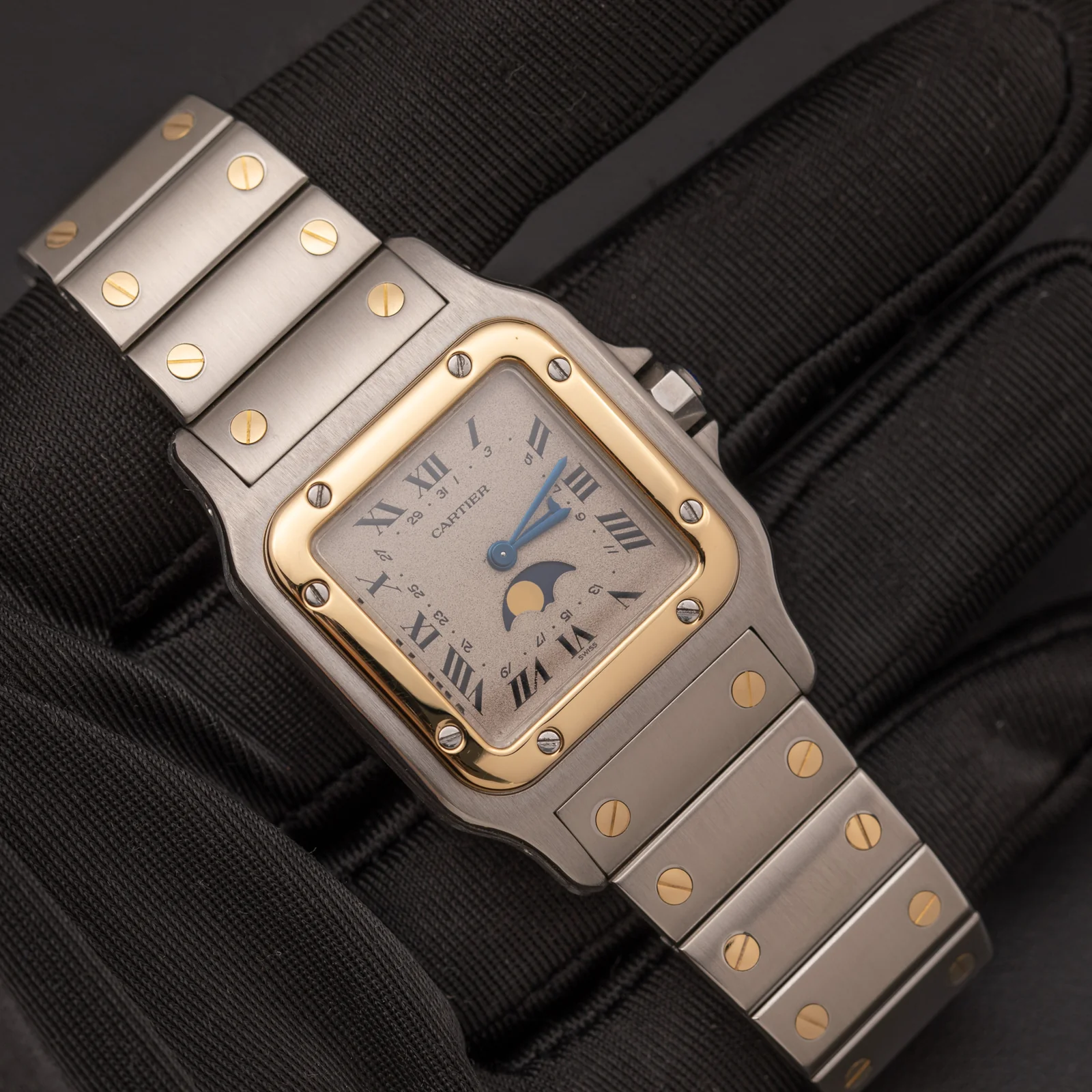 Santos de Cartier Galbée 29mm Moonphase 18K Gold & Steel Watch 119901 - Image 2