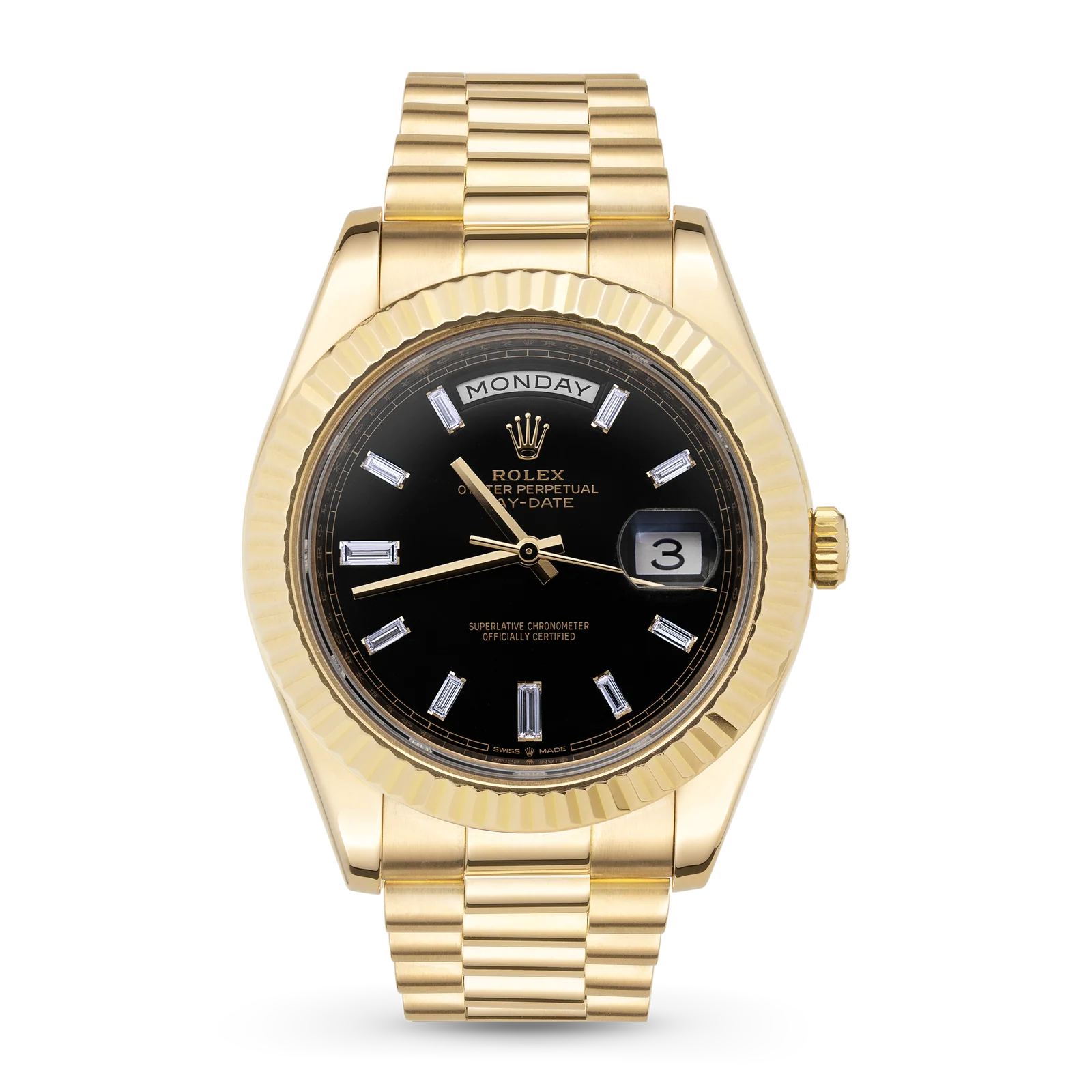 Presidential Rolex Day-Date 228238 18K Yellow Gold Watch 40mm Black Diamond Dial