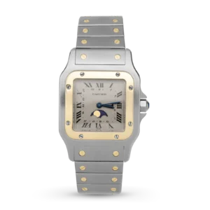 Santos de Cartier Galbée 29mm Moonphase 18K Gold & Steel Watch 119901