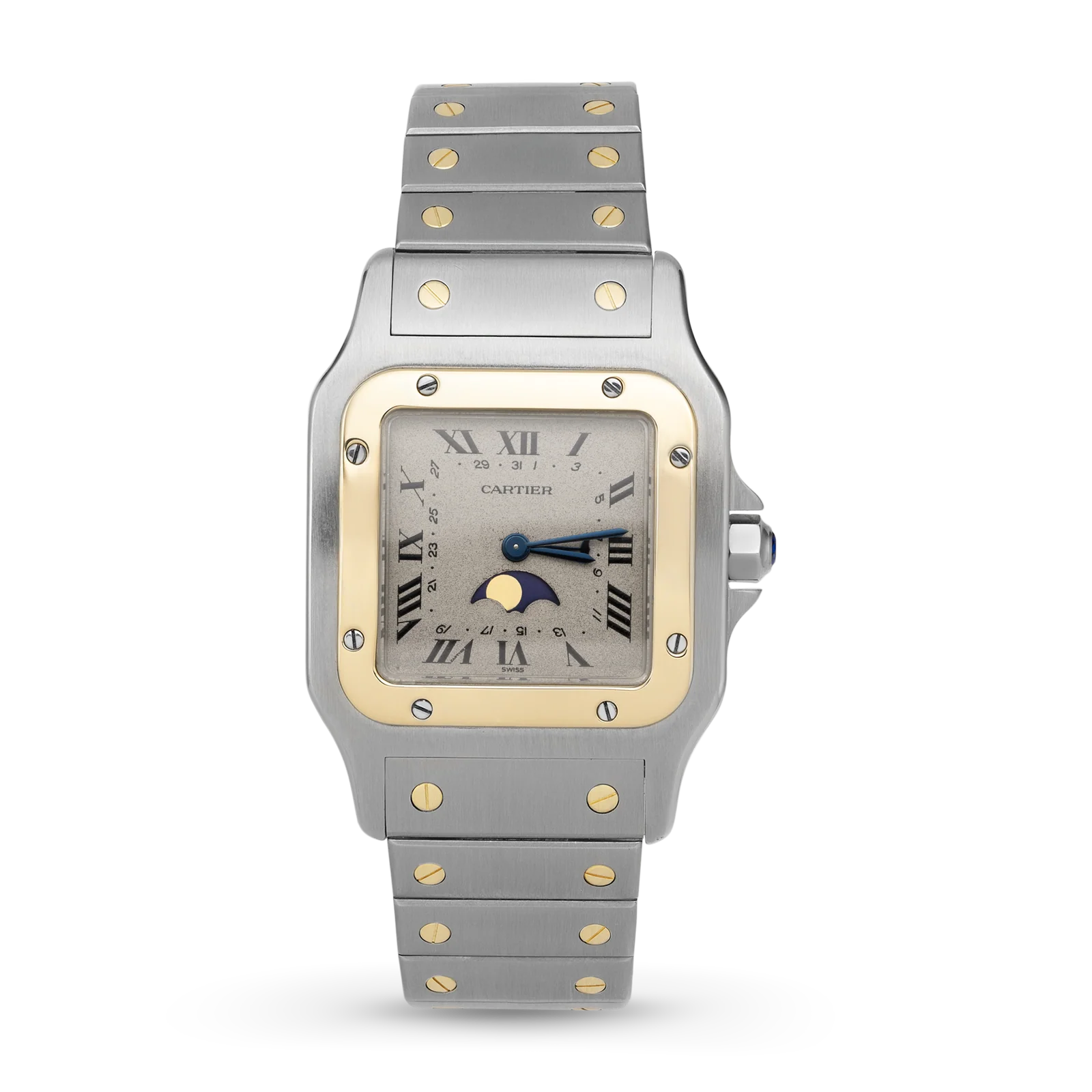 Santos de Cartier Galbée 29mm Moonphase 18K Gold & Steel Watch 119901