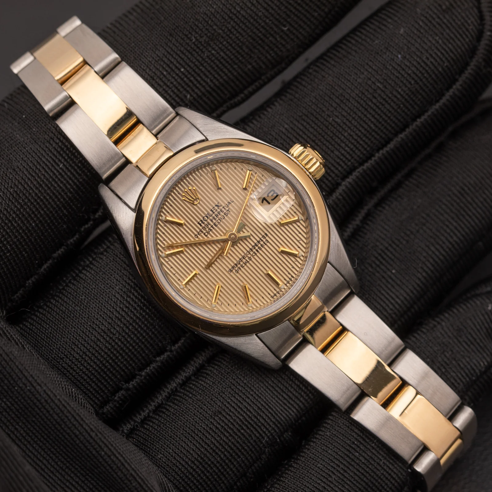 Rolex Datejust 79163 Smooth Bezel Watch 26mm Champagne Tapestry Index Dial - Image 2