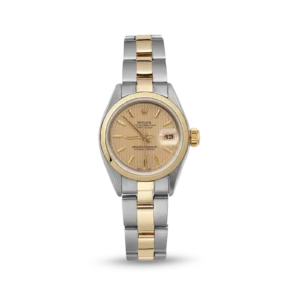 Rolex Datejust 79163 Smooth Bezel Watch 26mm Champagne Tapestry Index Dial