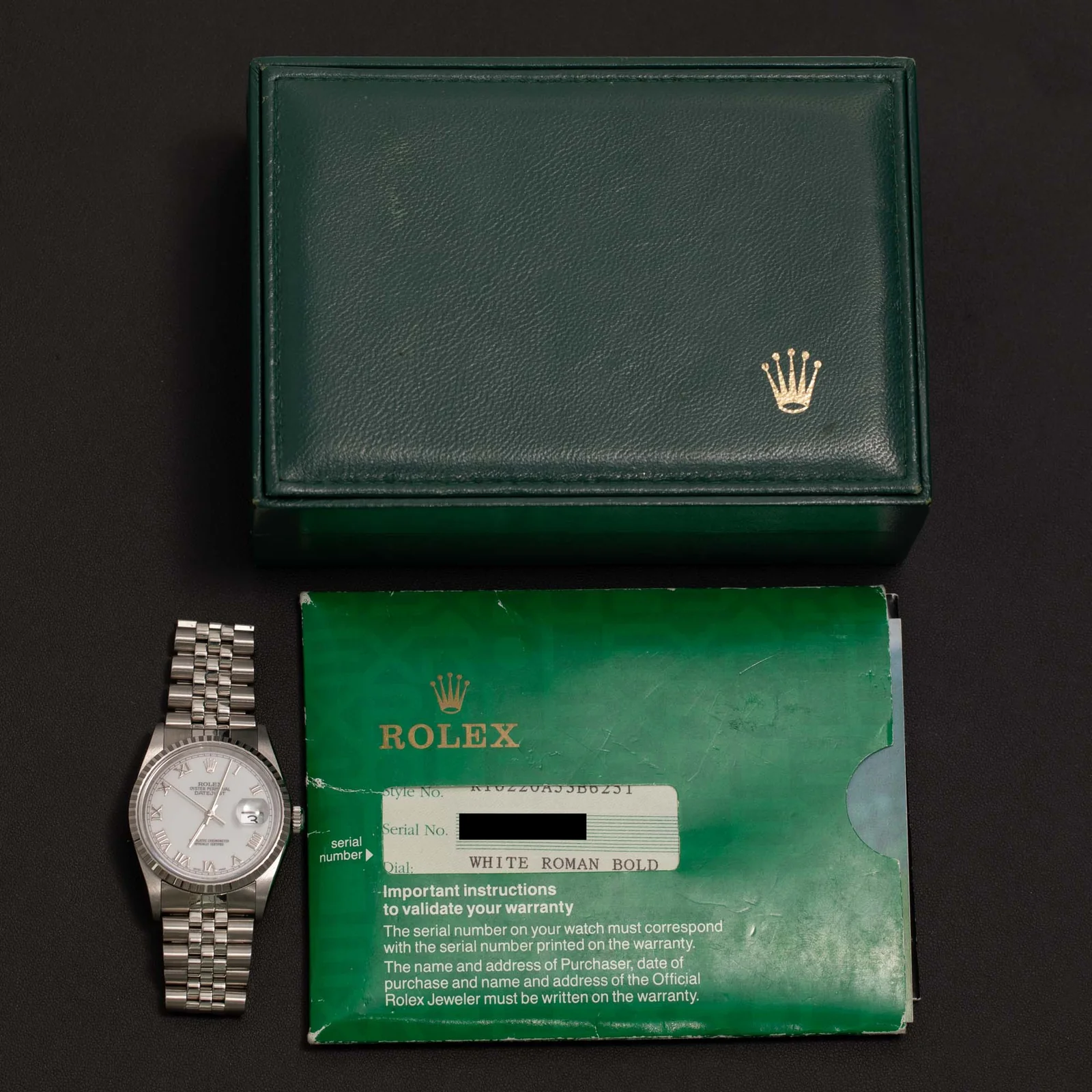 Rolex Datejust 16220 Engine-Turned Bezel Watch 36mm White Roman Dial - Image 7
