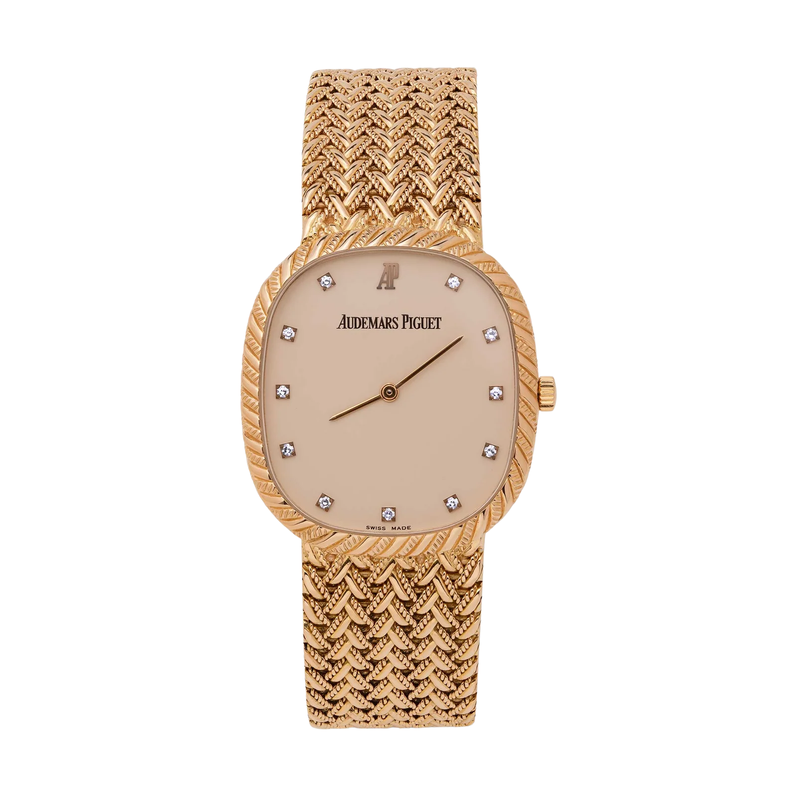 Audemars Piguet Ellipse Tonneau Factory Diamond Cream Dial 29mm Watch 18K Rose Gold