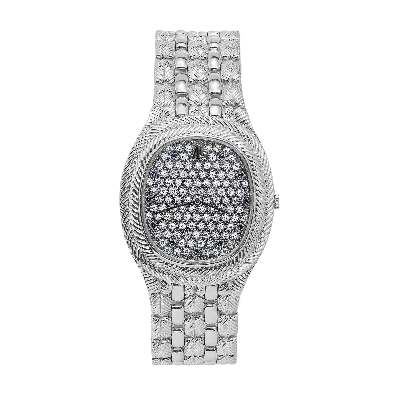 Audemars Piguet Ellipse Tonneau Factory Diamond Dial 30mm Vintage Watch 18K White Gold