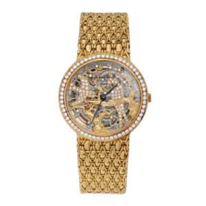 Audemars Piguet Vintage 33mm Skeletonized Diamond Birds Watch 18K Gold